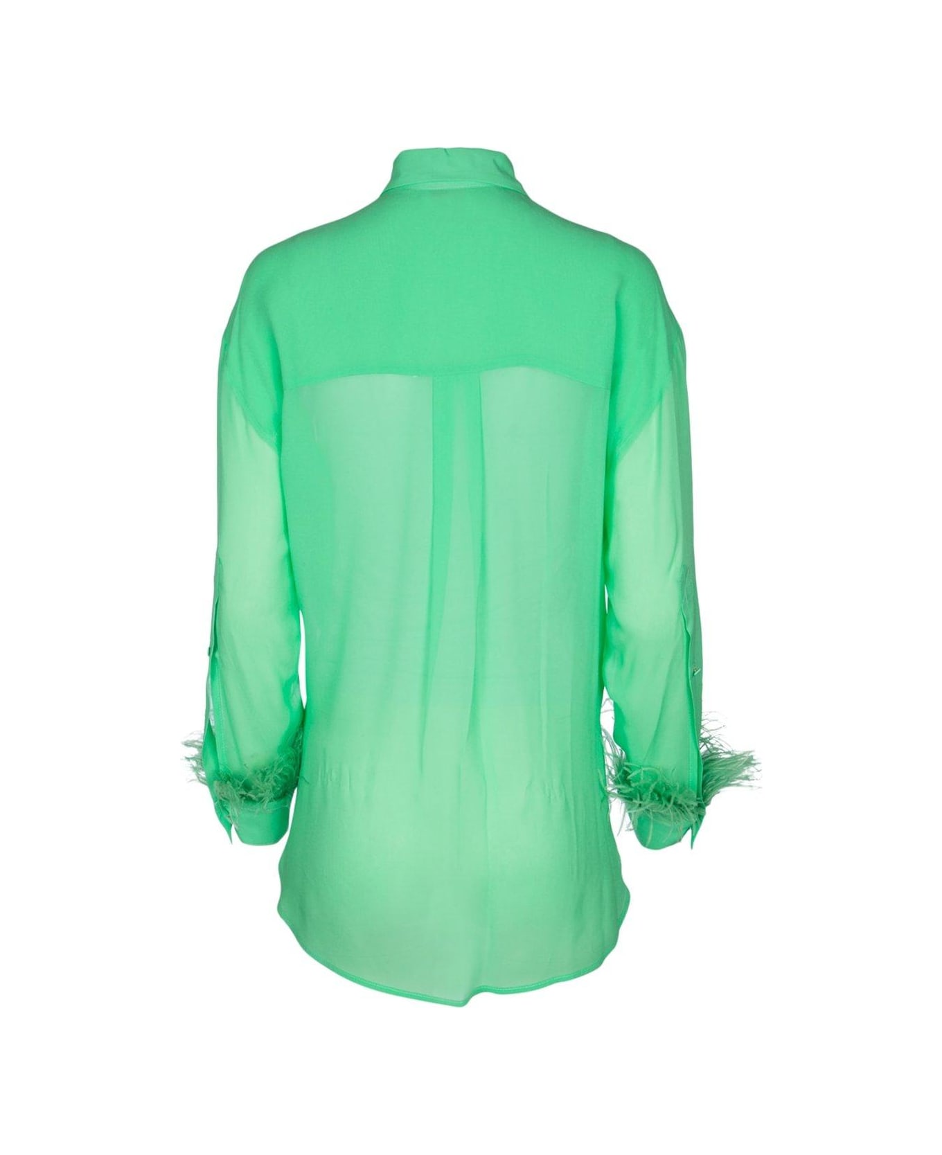Pinko Semi-sheer Long-sleeved Georgette Shirt - Verde シャツ