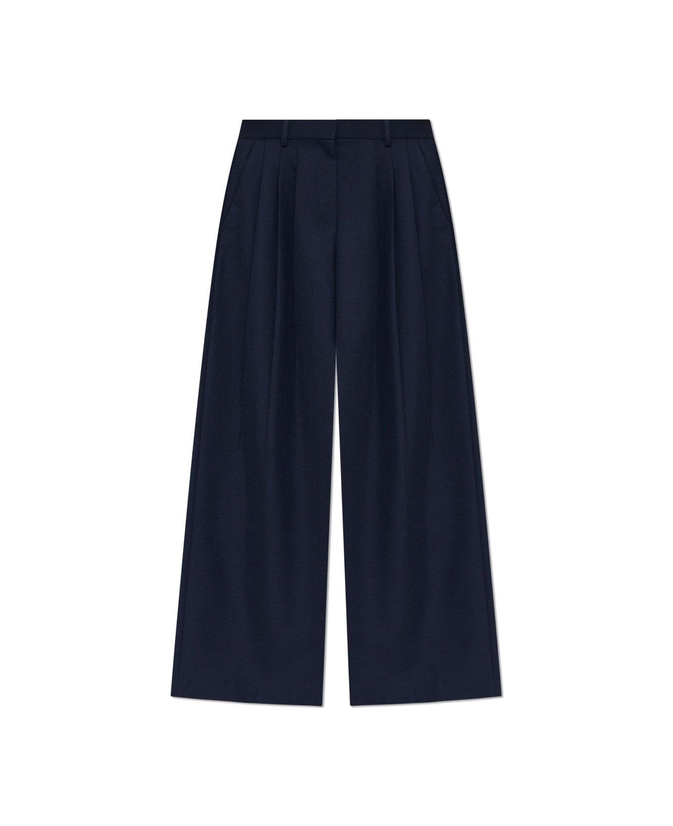 Theory Pleated High-waisted Trousers - BLUE
