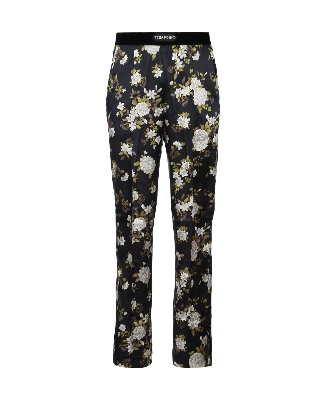 Tom Ford Hendrix Floral On Stretch Silk Satin Pj Pants - OFFWHITEBLACK