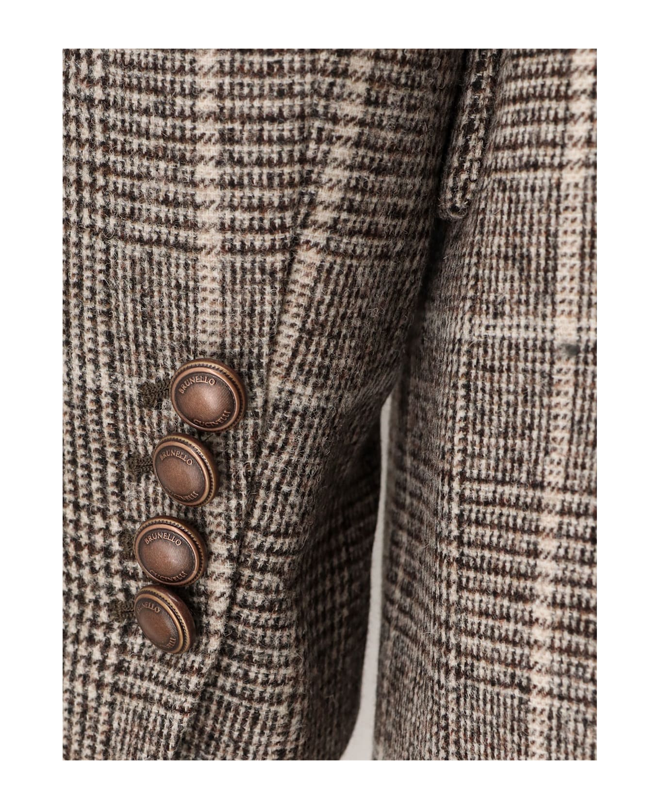 Brunello Cucinelli Double-breasted Prince Of Wales Blazer - Brown