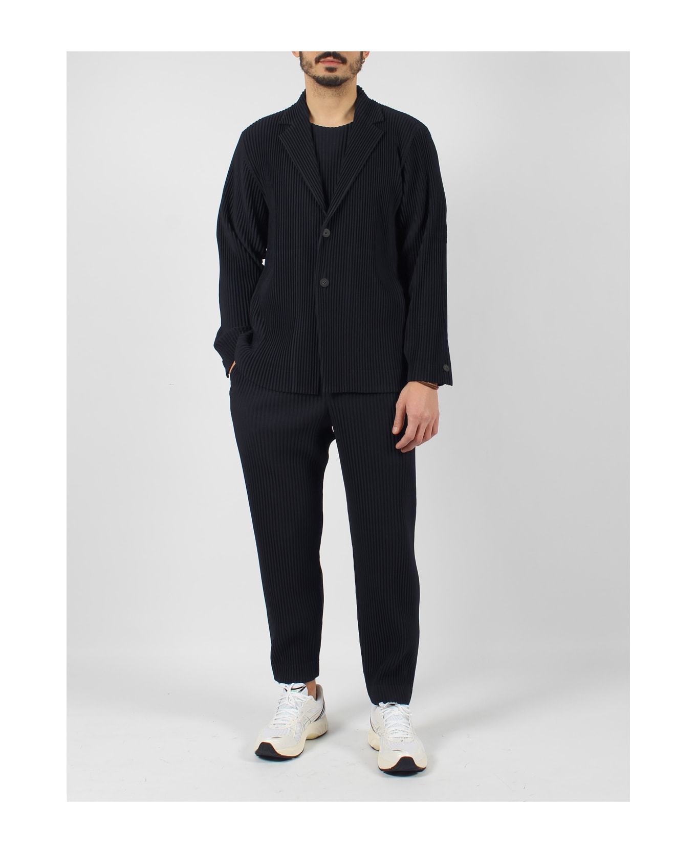 Homme Plissé Issey Miyake Single-breasted Pleated Blazer - Blue ブレザー