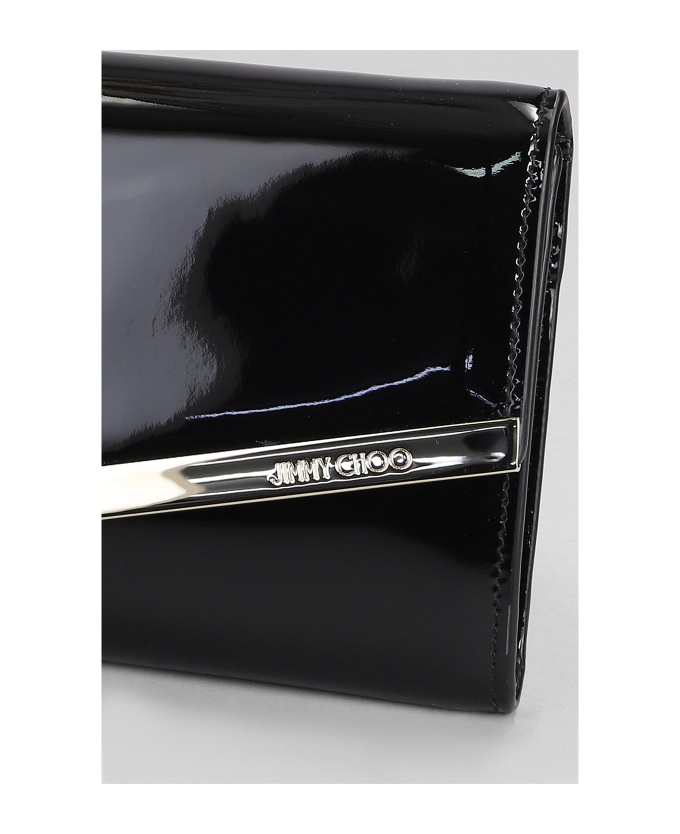 Jimmy Choo Emmie Clutch In Black Leather - black