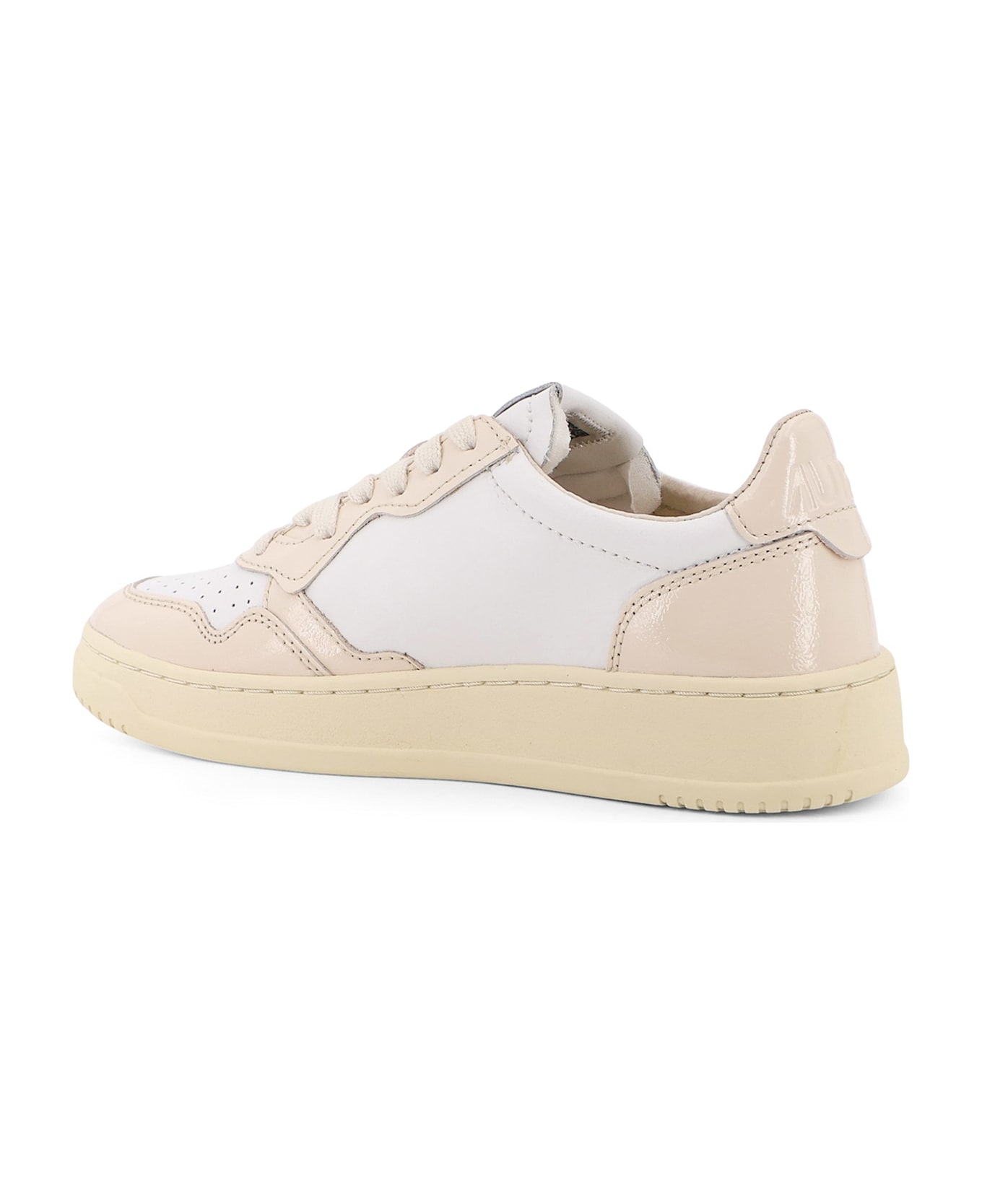 Autry Medalist Low Low-top Leather Sneakers - BIANCO BEIGE VERNICE
