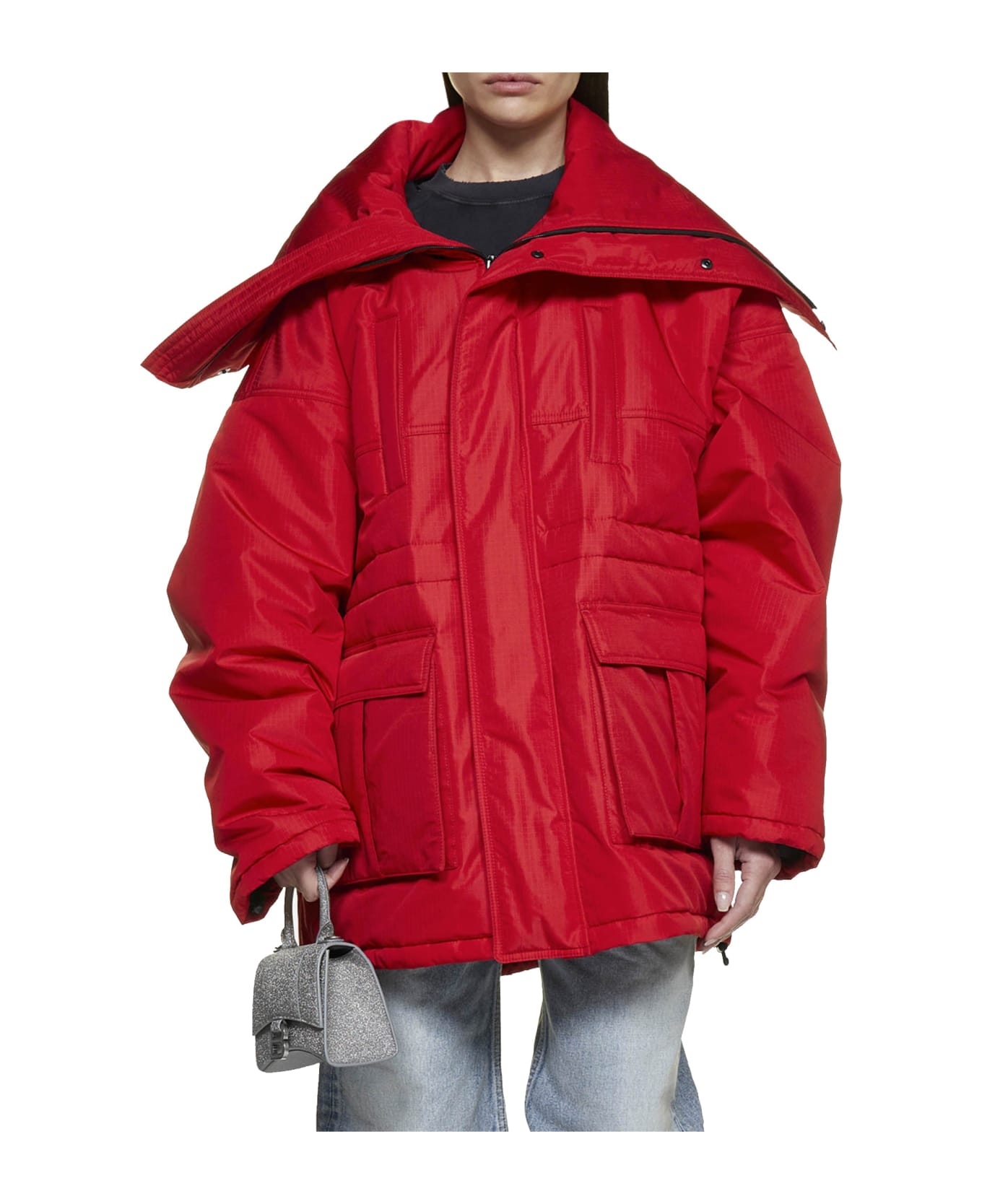 Balenciaga Lightweight Padded Coat - Red