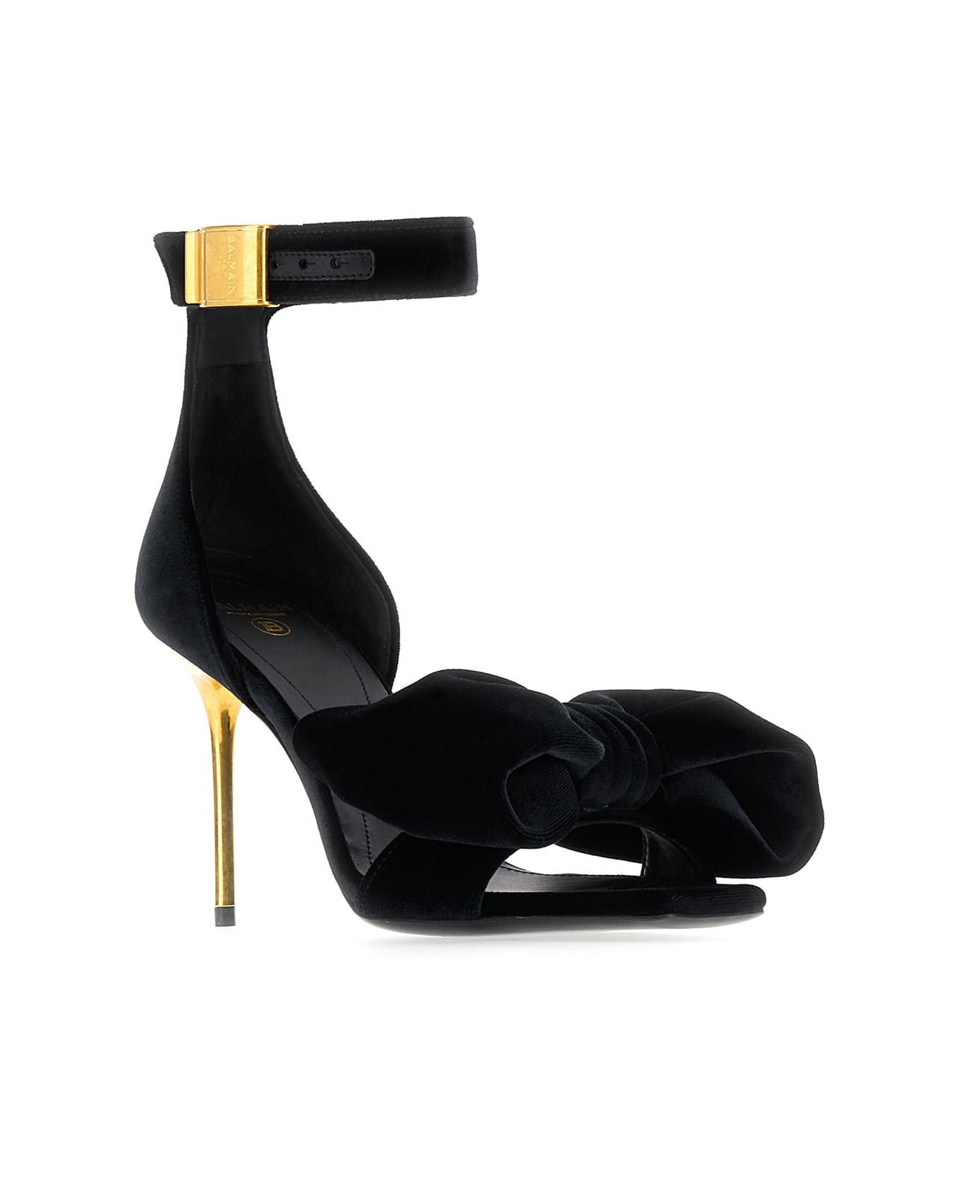 Balmain Black Velvet Sandals - OPA