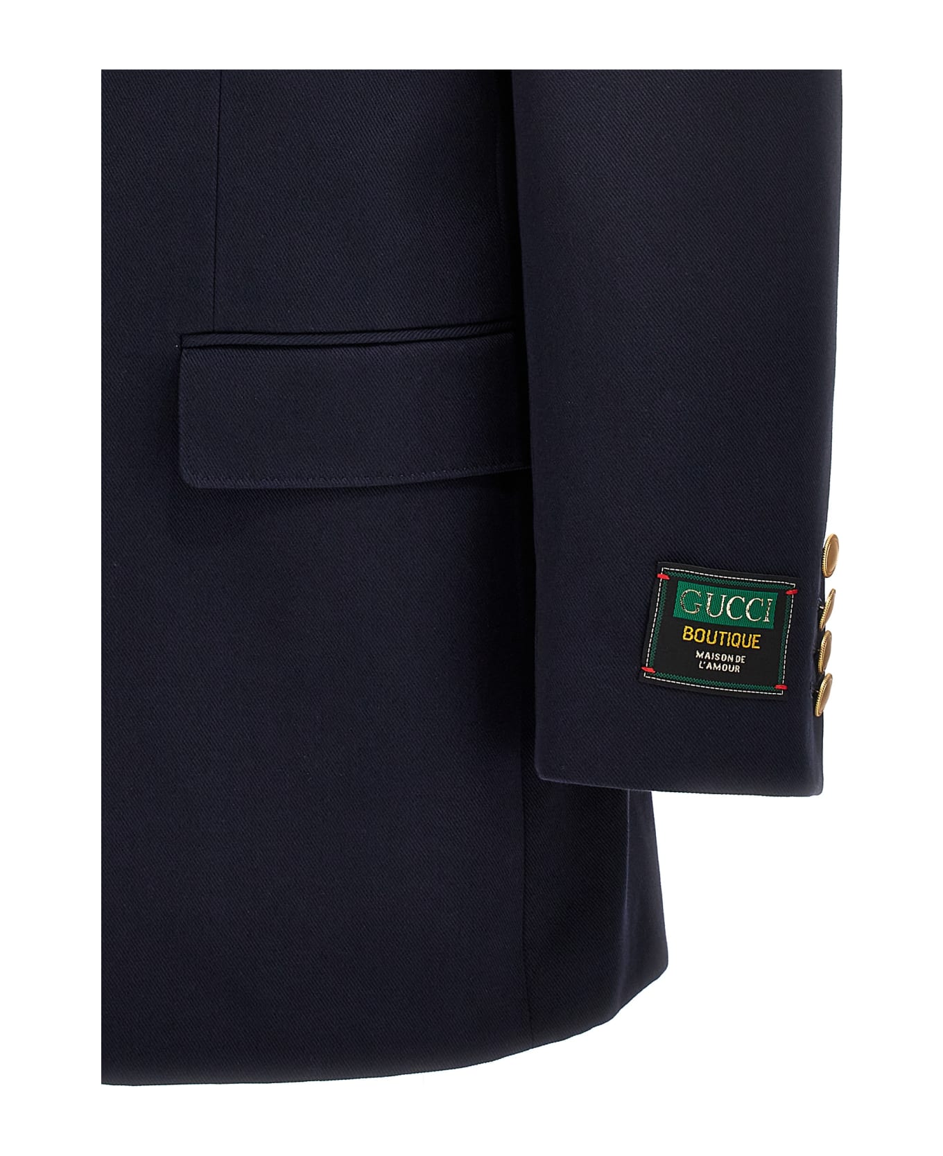 Gucci Gabardine Double Breast Blazer Jacket - Blue