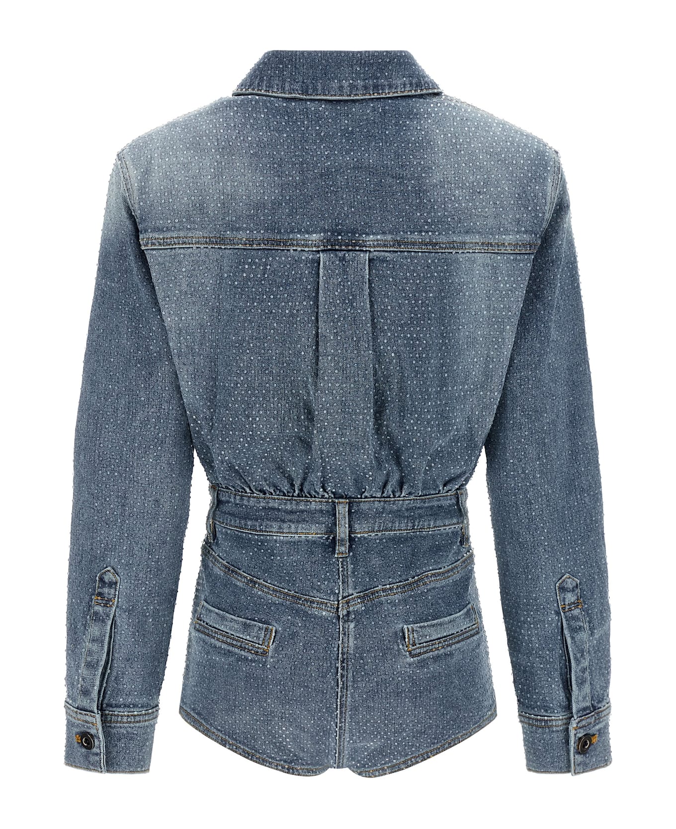 self-portrait 'rhinestone Denim' Jumpsuit - Blue