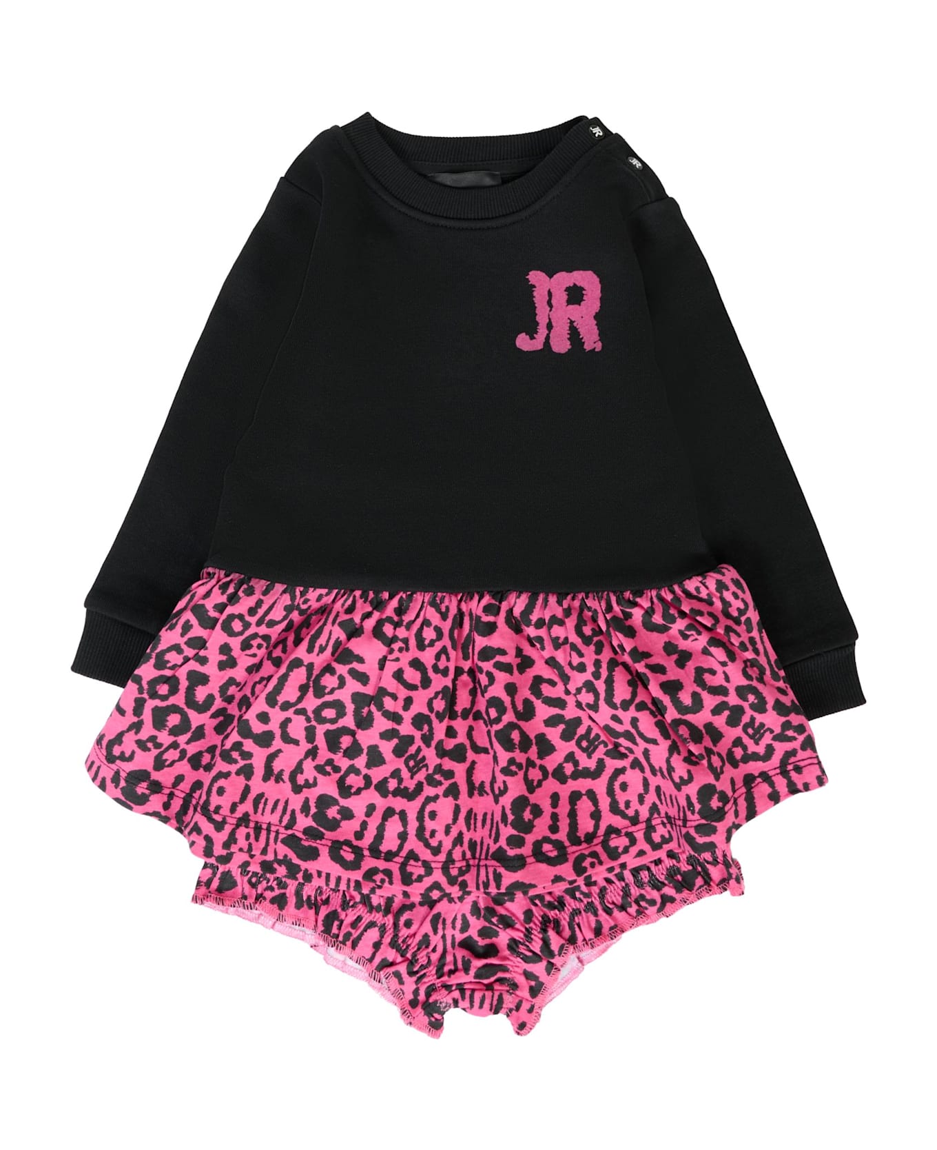 Richmond Black Dress For Baby Girl With Logo - Black