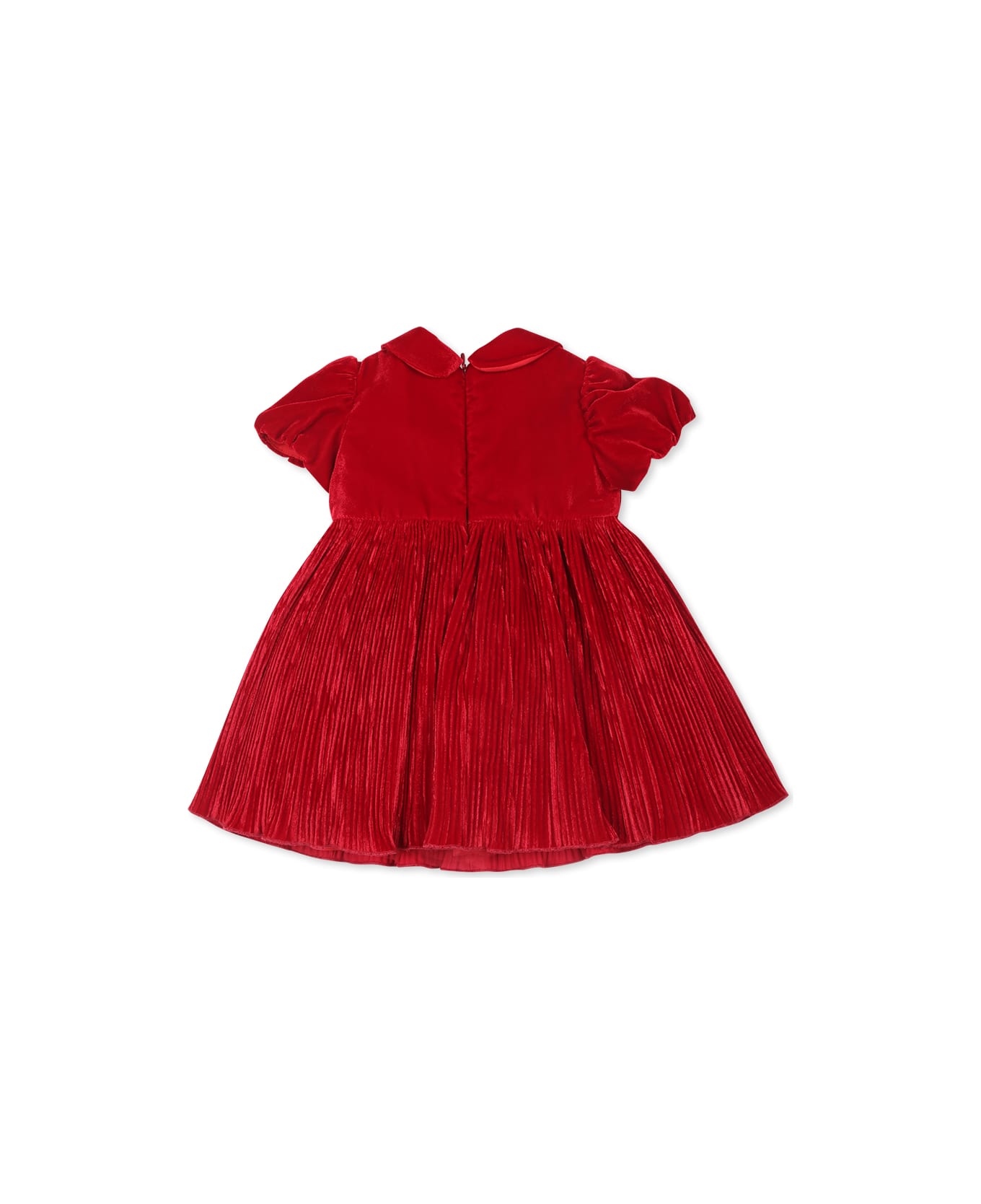 Monnalisa Red Dress For Baby Girl With Rhinestones - Red