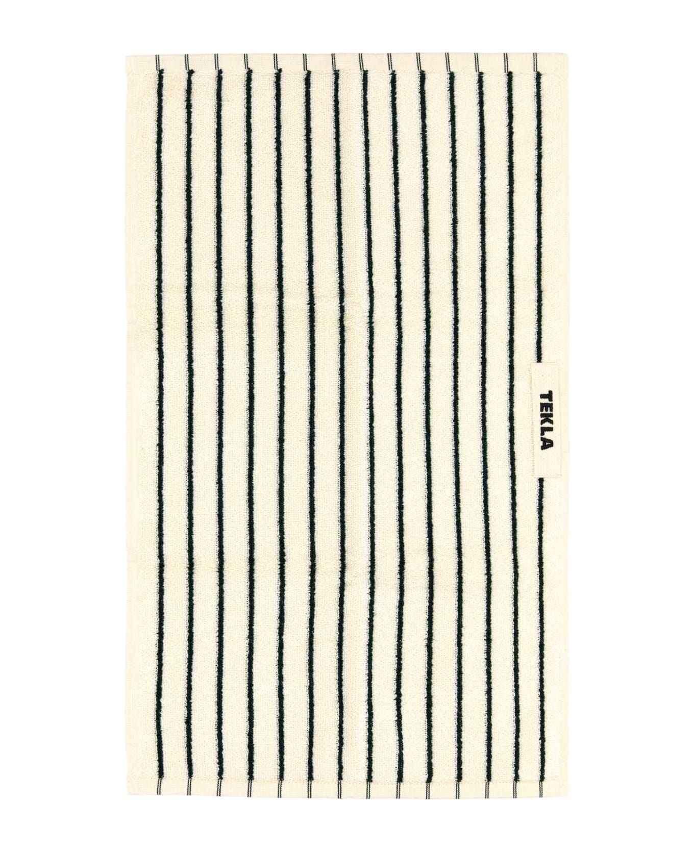 Tekla Embroidered Terry Guest Towel - RACING GREEN STRIPES