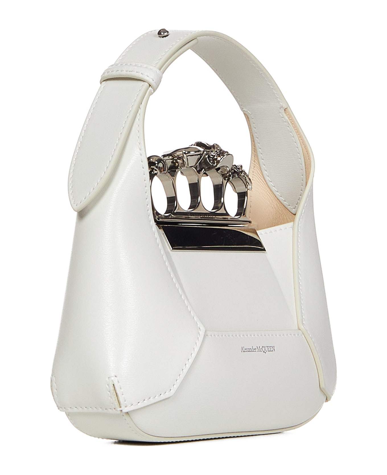 Alexander McQueen Hobo Mini Jewelled Handbag - White