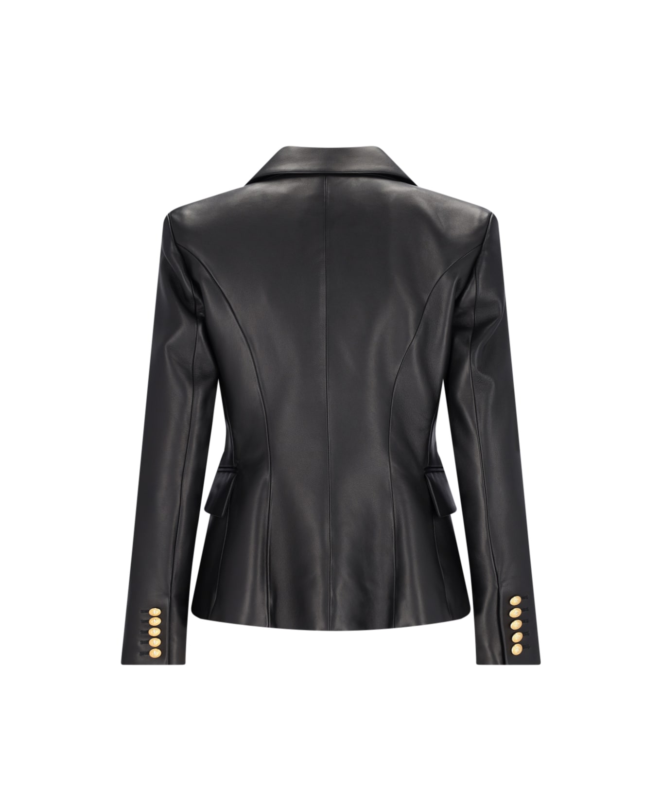 Balmain Six Buttons Leather Jacket - Black  