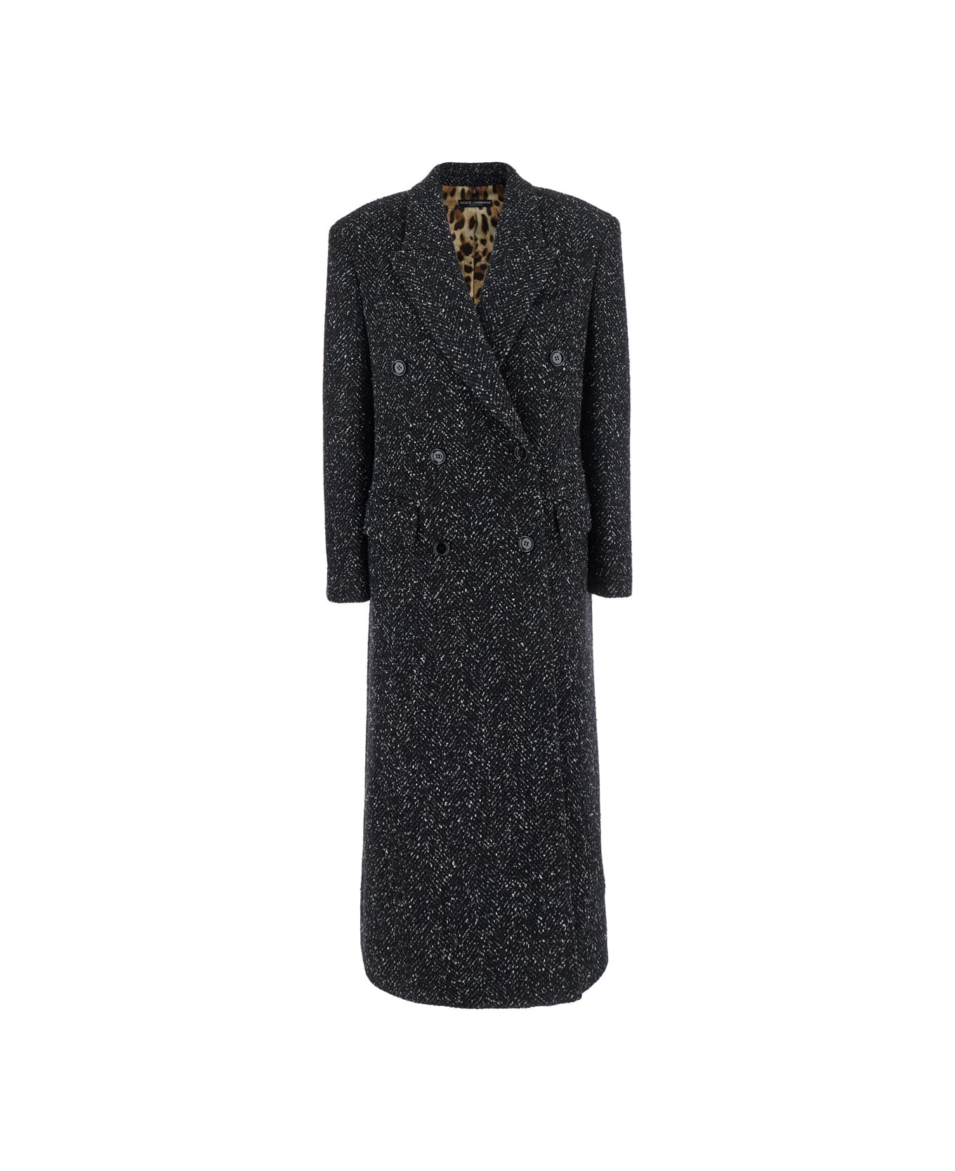 Dolce 
Gabbana Black Double-breasted Coat With Peak Revers In Wool Blend Woman - Black