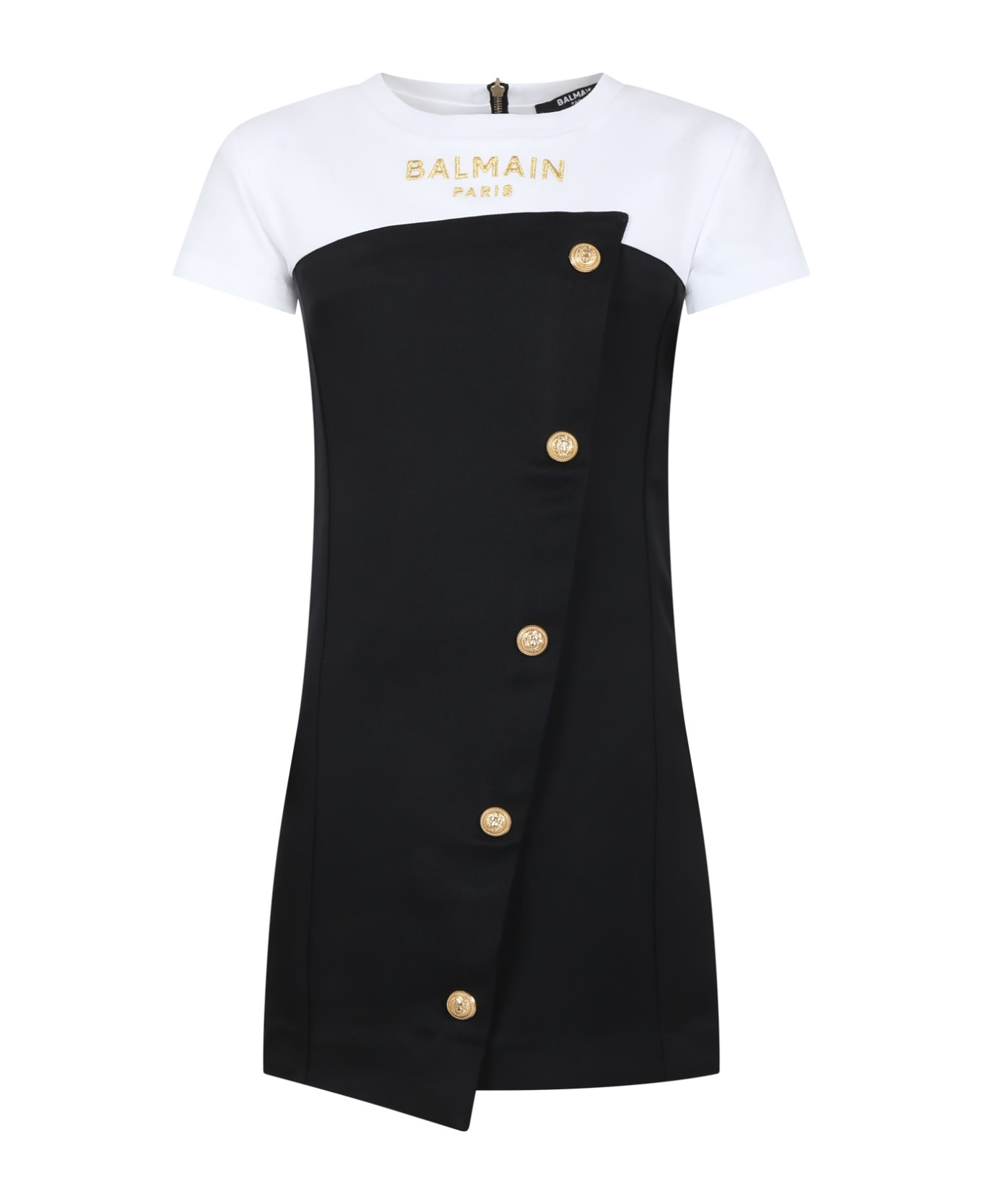 Balmain Elegant Black Dress For Girl With Logo - Black ワンピース＆ドレス