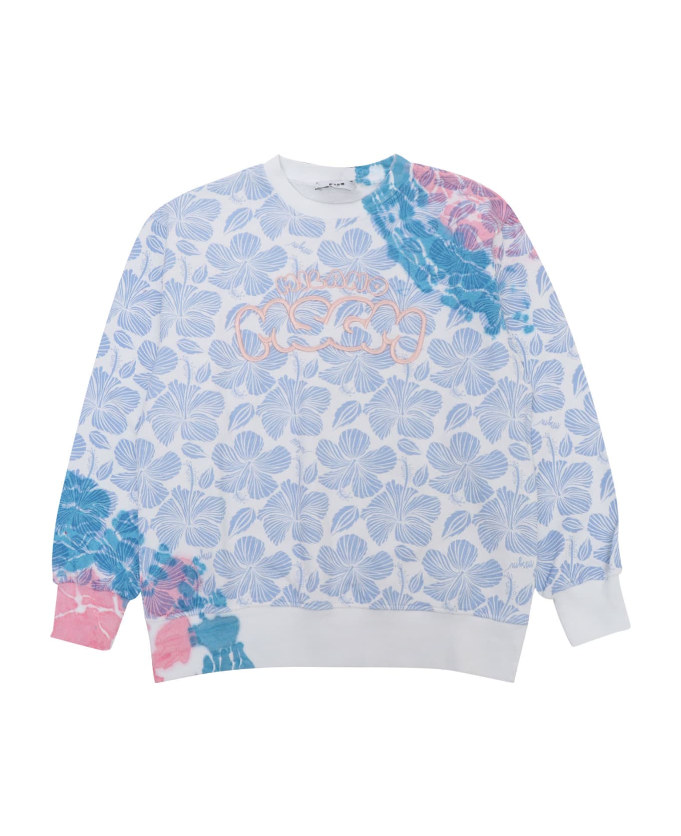 MSGM Sweatshirt With Flower Print - BLUE