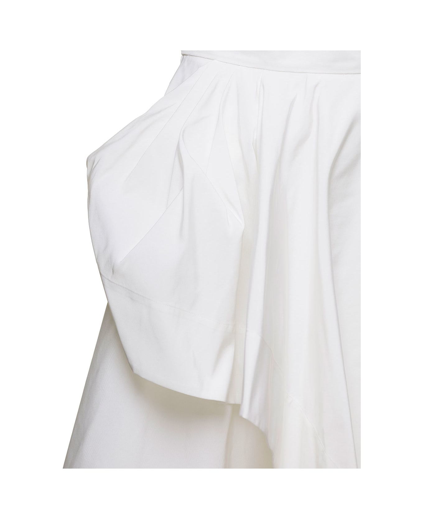 Alexander McQueen White Draped Round Asymmetric Skirt In Polyfaille Woman - White
