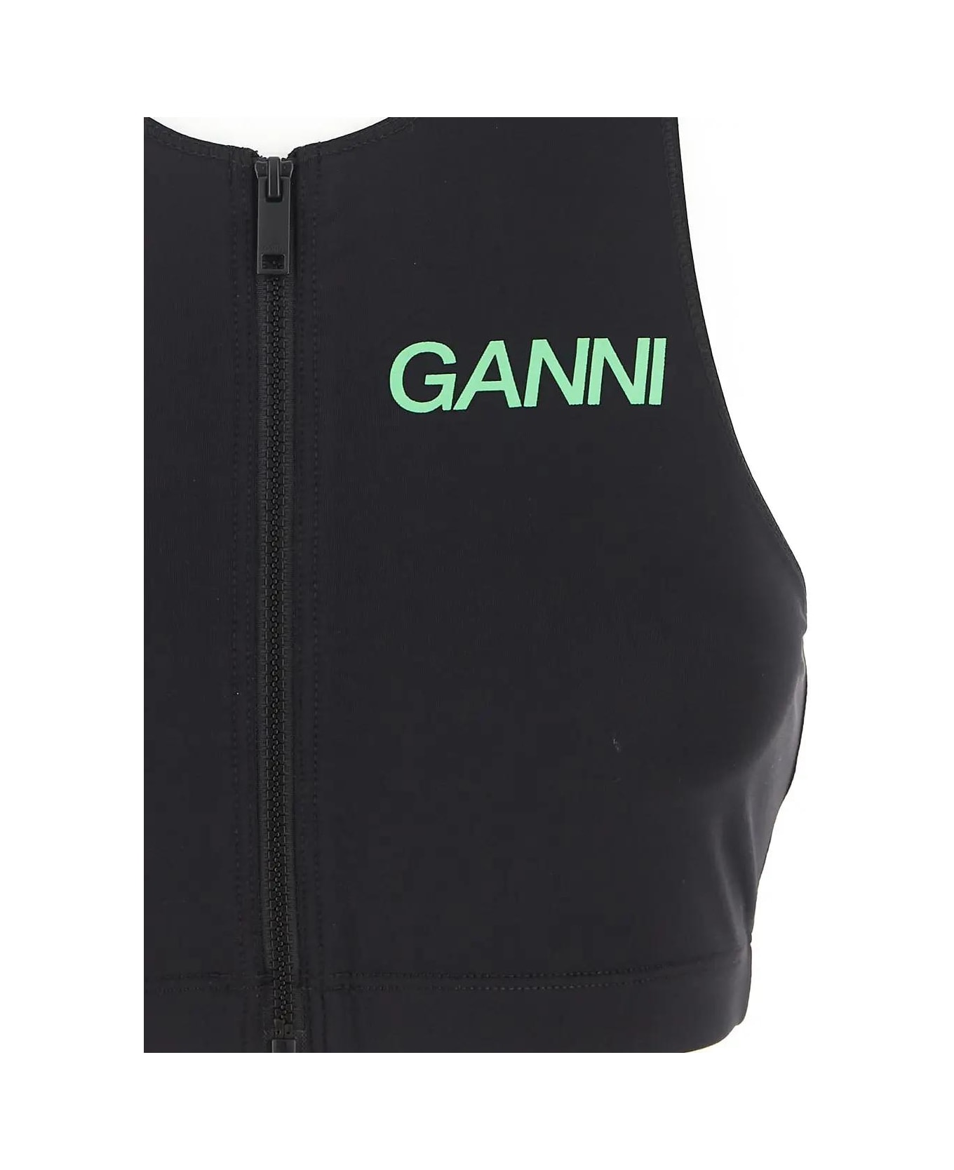 Ganni Racerback Logo Top - Black