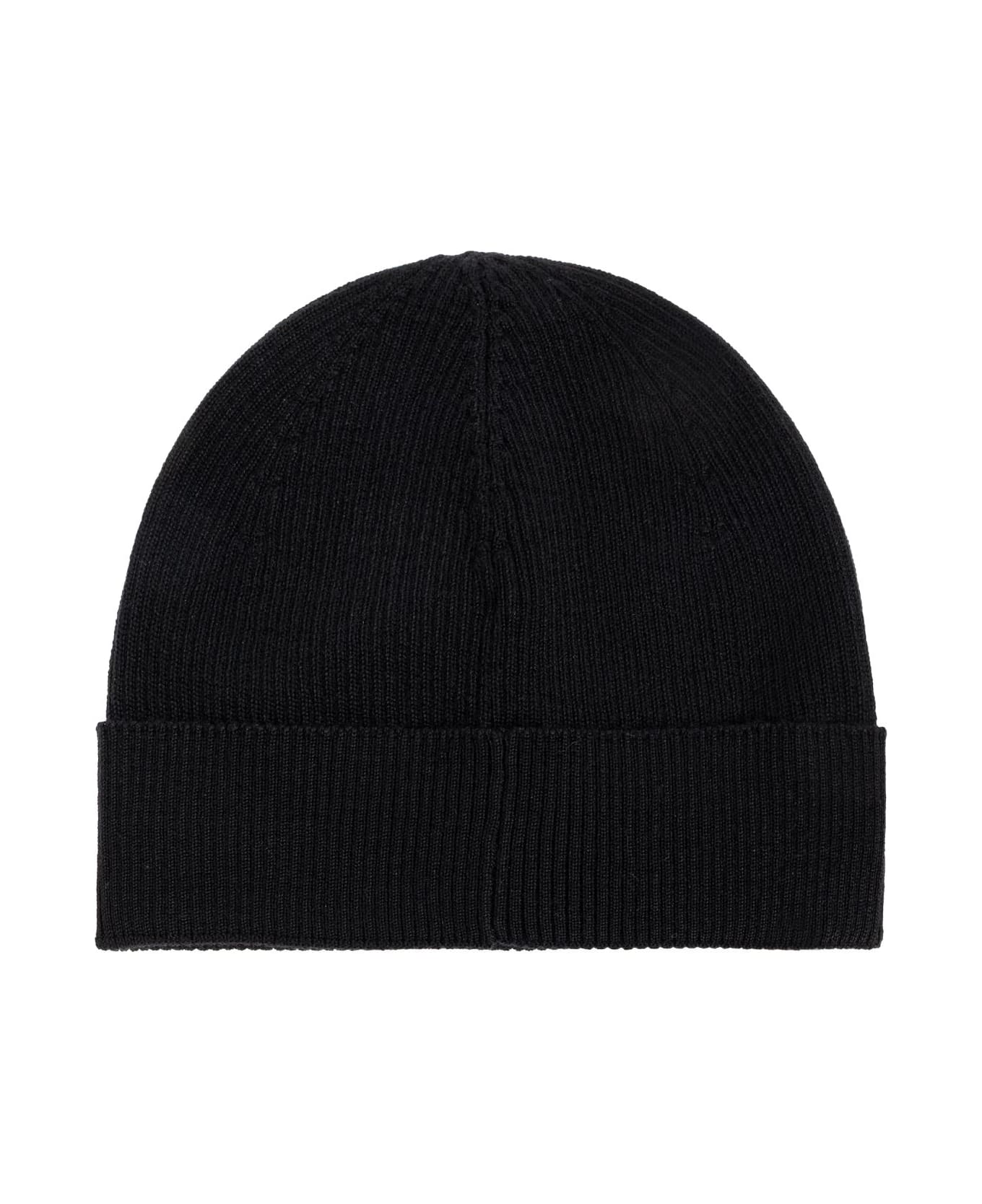 Saint Laurent Wool Beanie With Logo Patch - Nero 帽子