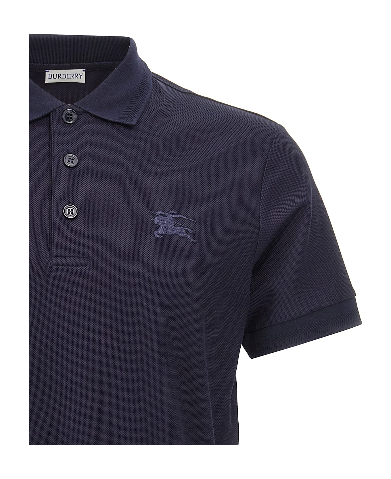 Burberry Logo Embroidery Polo Shirt - Blue