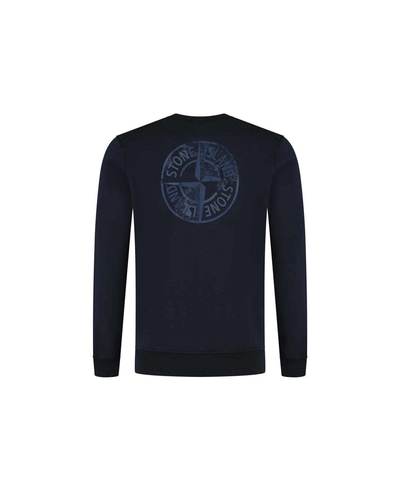 Stone Island Logo-printed Crewneck Sweatshirt - Blue