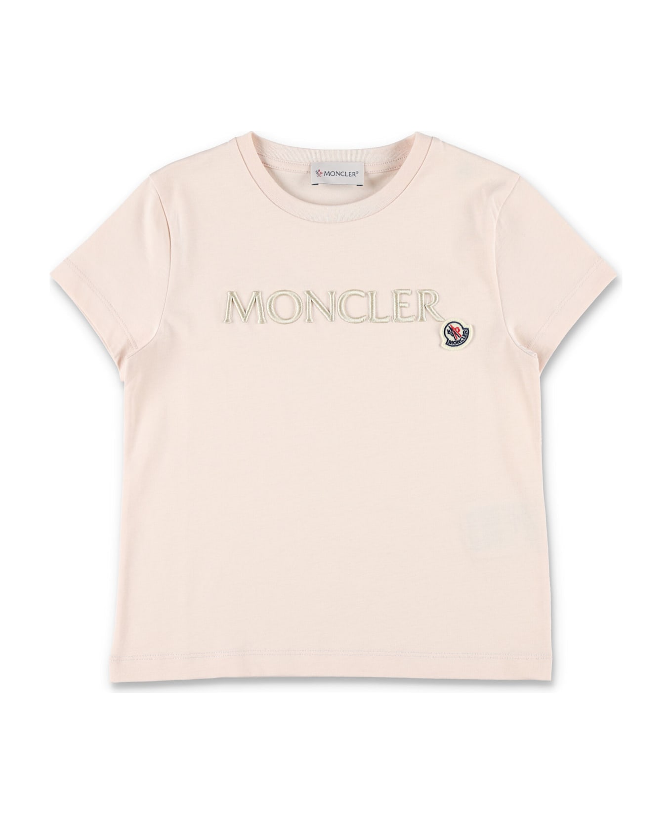 Moncler Kid - Embroidered Logo Cotton T-shirt - LIGHT PINK