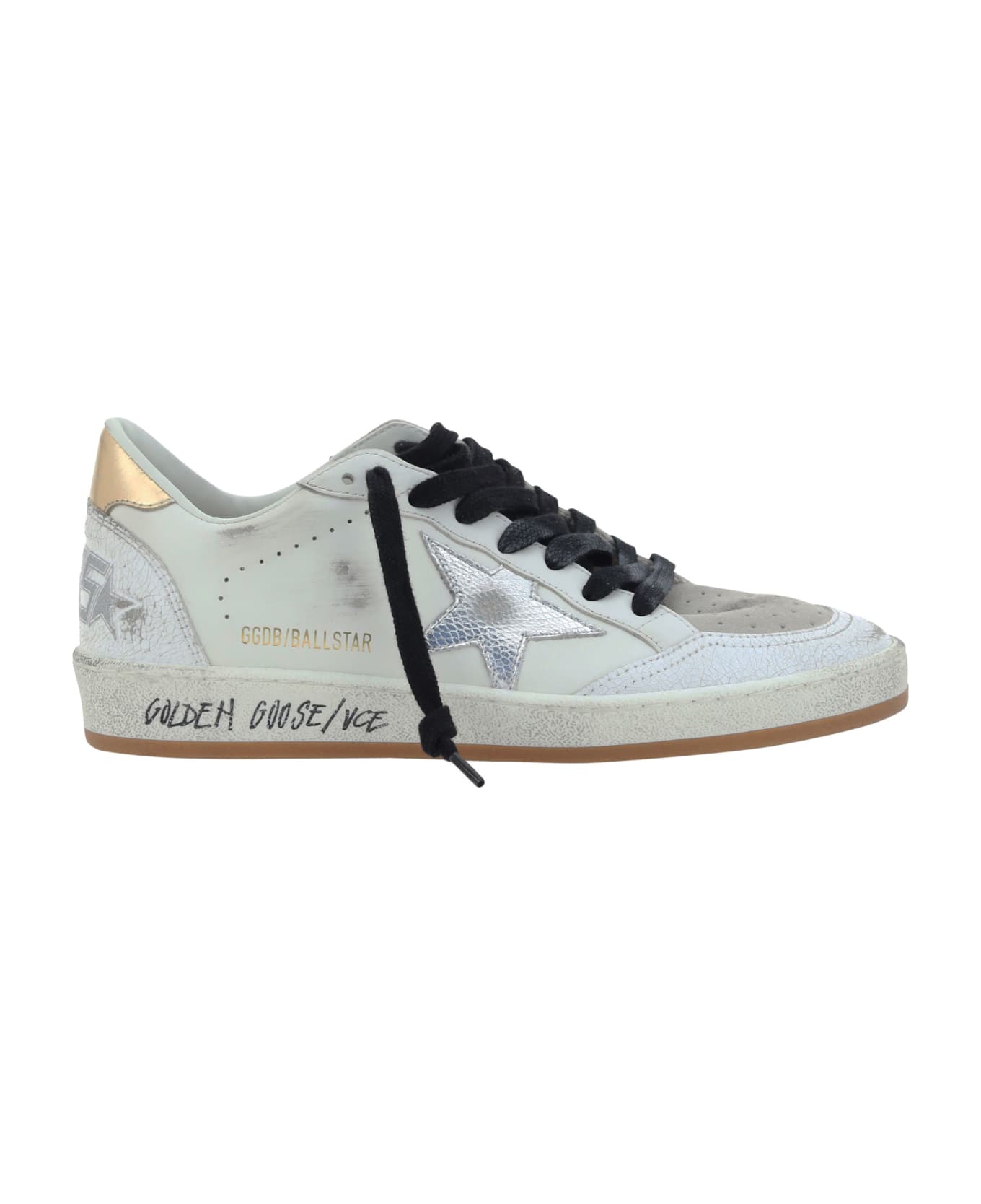 Golden Goose Ballstar Sneakers - White/silver/gold