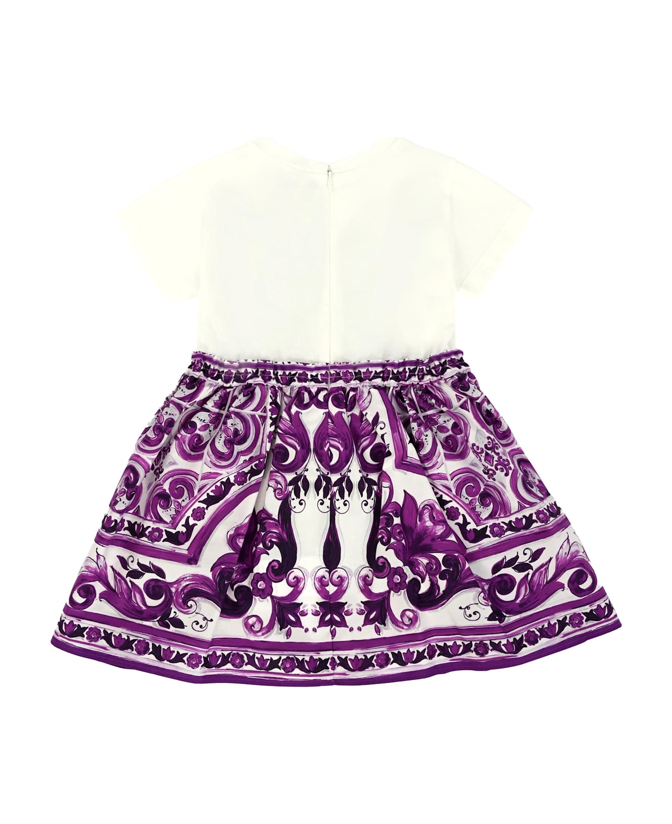Dolce 
Gabbana Purple Dress For Baby Girl With Majolica Print - Violet