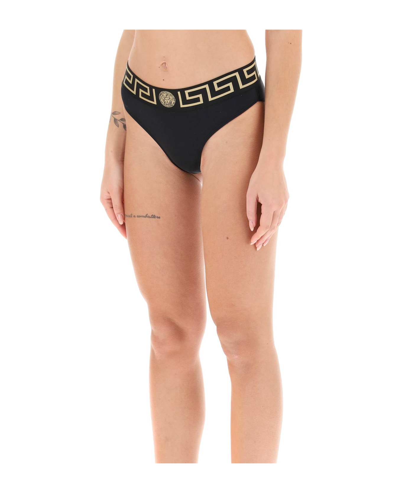 Versace Greca Bikini Bottoms - Black 水着