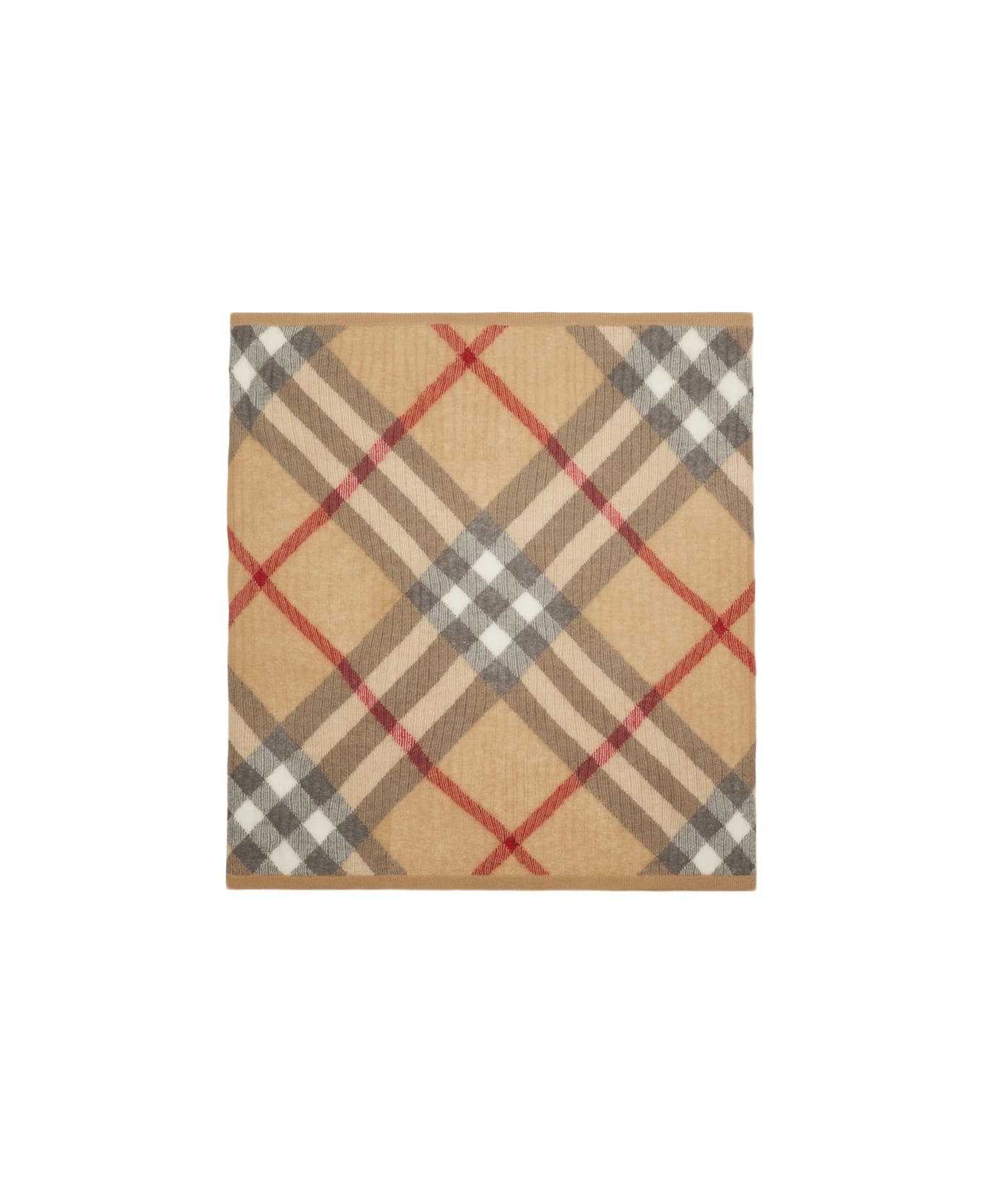 Burberry Baby Blanket In Alpca Check Silk And Wool Blend - Pale stone