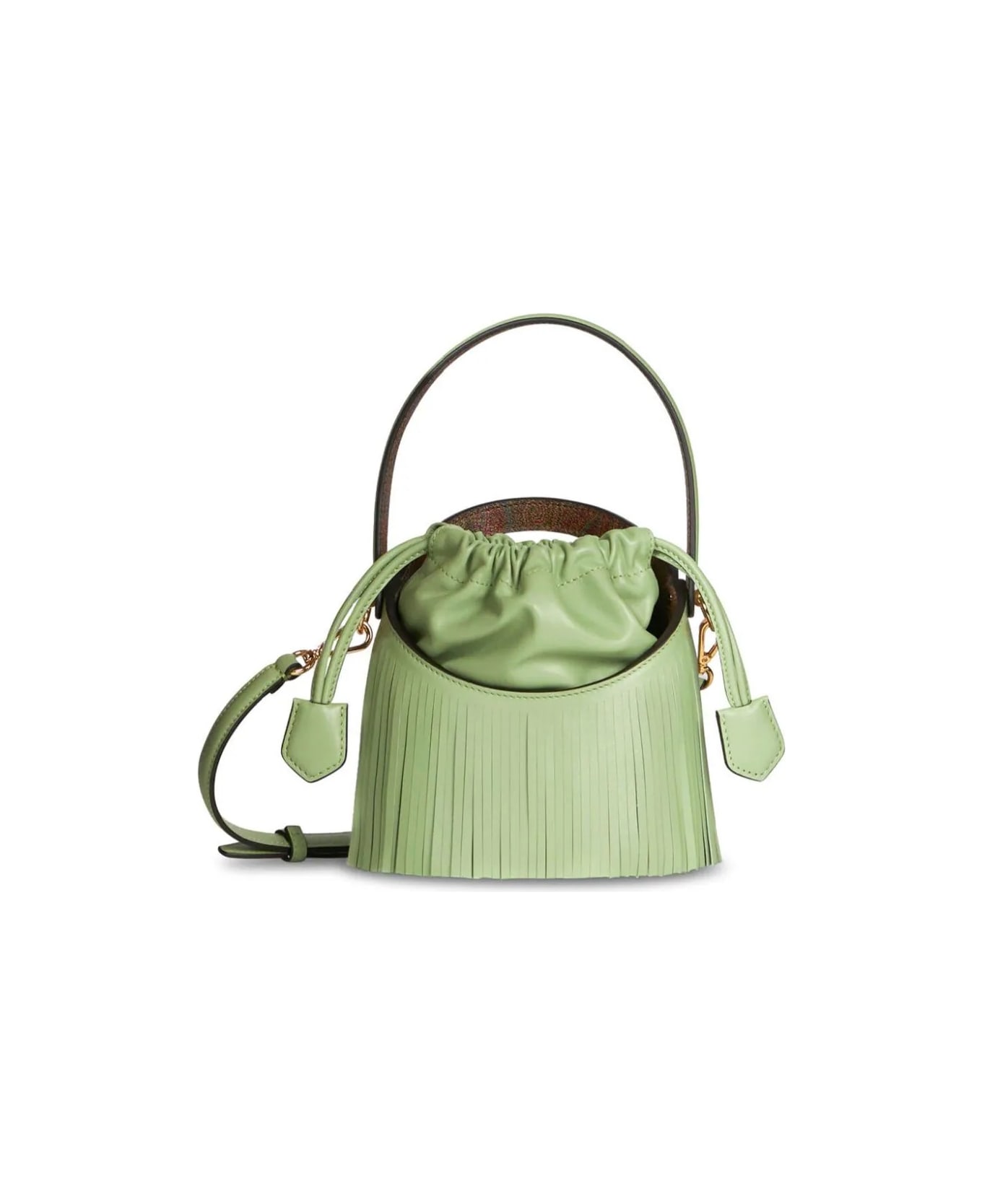 Etro Green Saturno Mini Bag With Fringes - Green