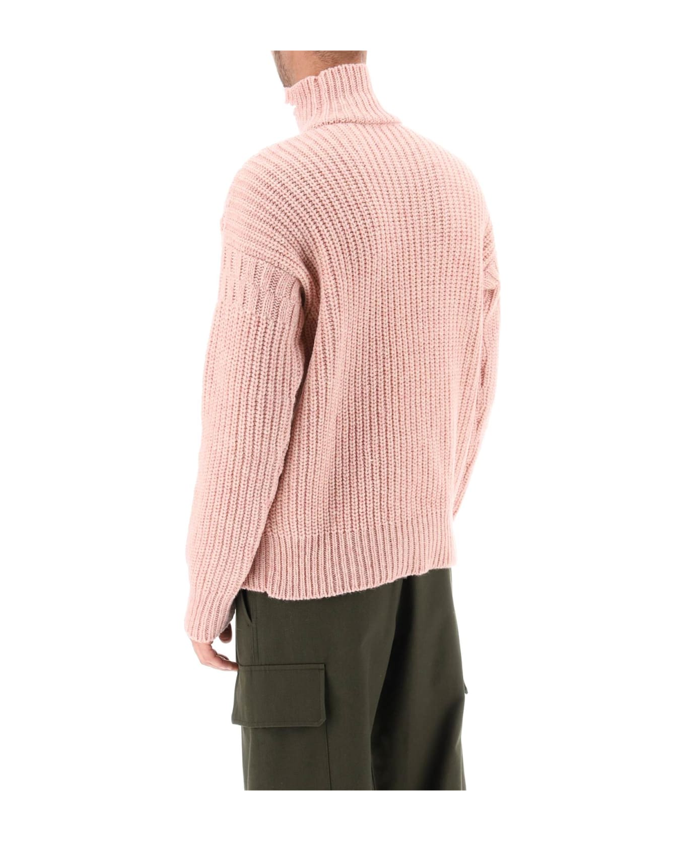 Marni Funnel-neck Sweater In Destroyed-effect Wool - QUARTZ (Pink)