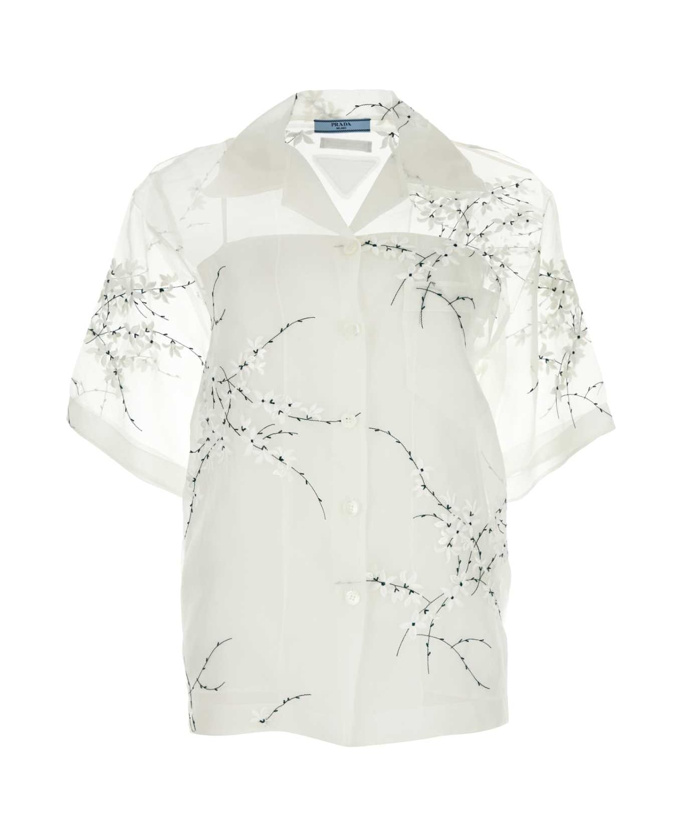 Prada White Silk Blend See-through Shirt - BIANCO