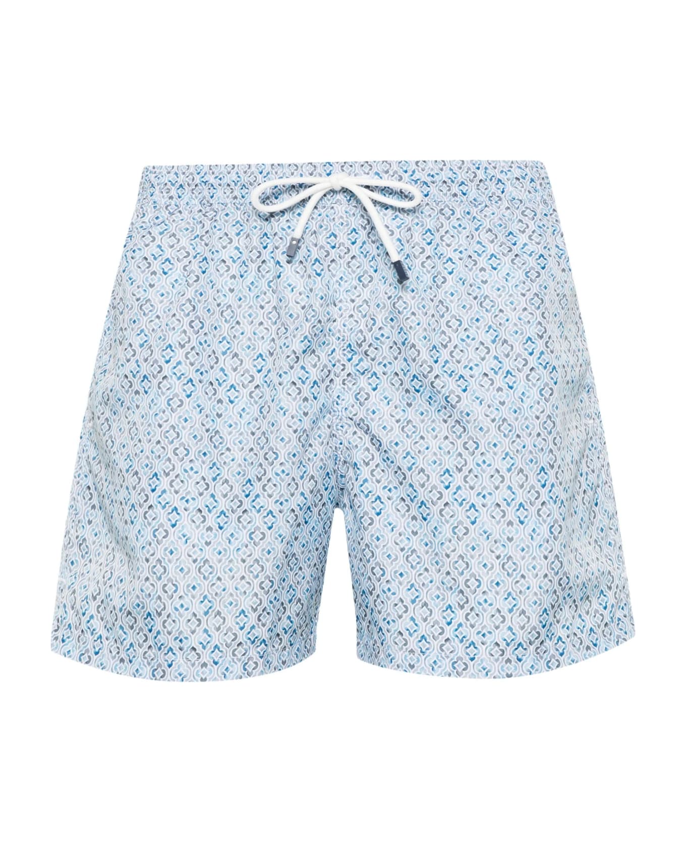Fedeli Swim Shorts With Shaded Majolica Micro Pattern - Blue スイムトランクス