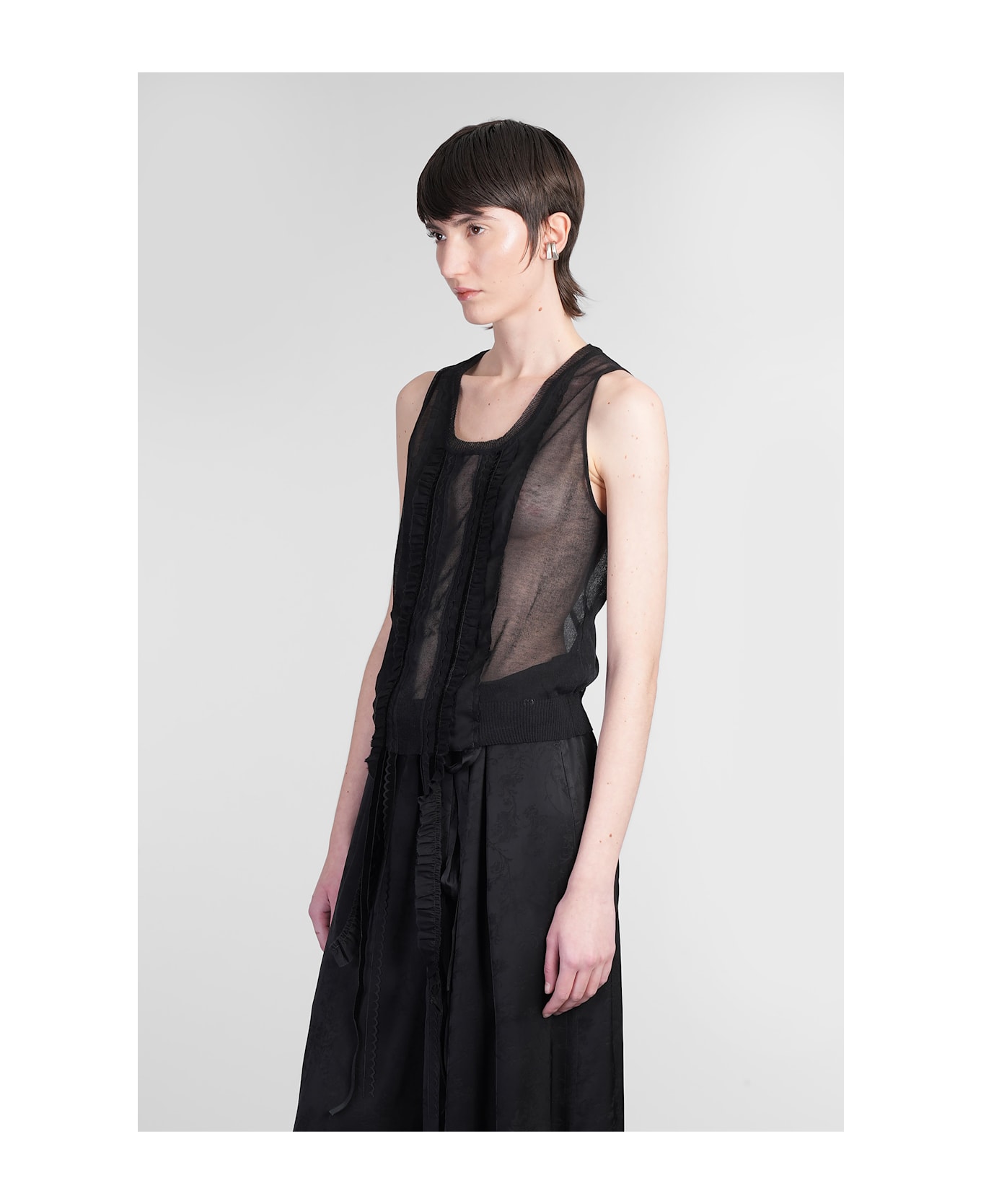 Ann Demeulemeester Lotta Topwear In Black Cotton - black