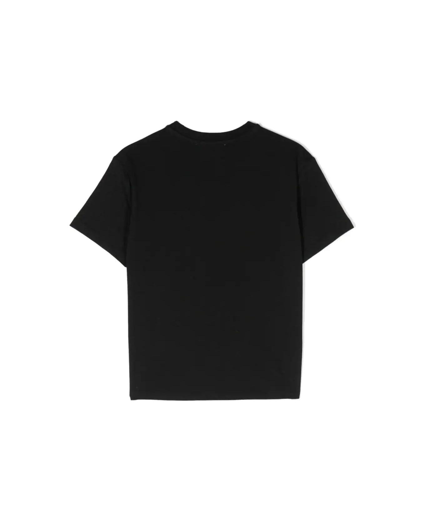 MSGM Black T-shirt With Logo And Palm Trees - Nero
