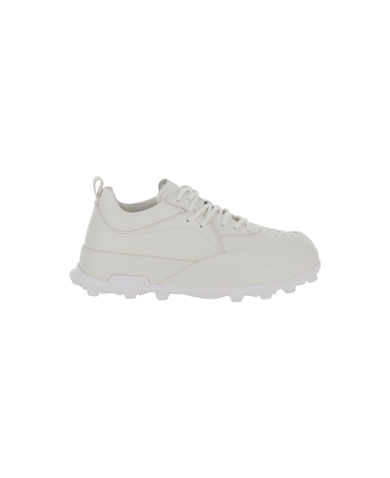Jil Sander 'orb' White Low Top Sneakers With Cleated Sole In Leather Man - White