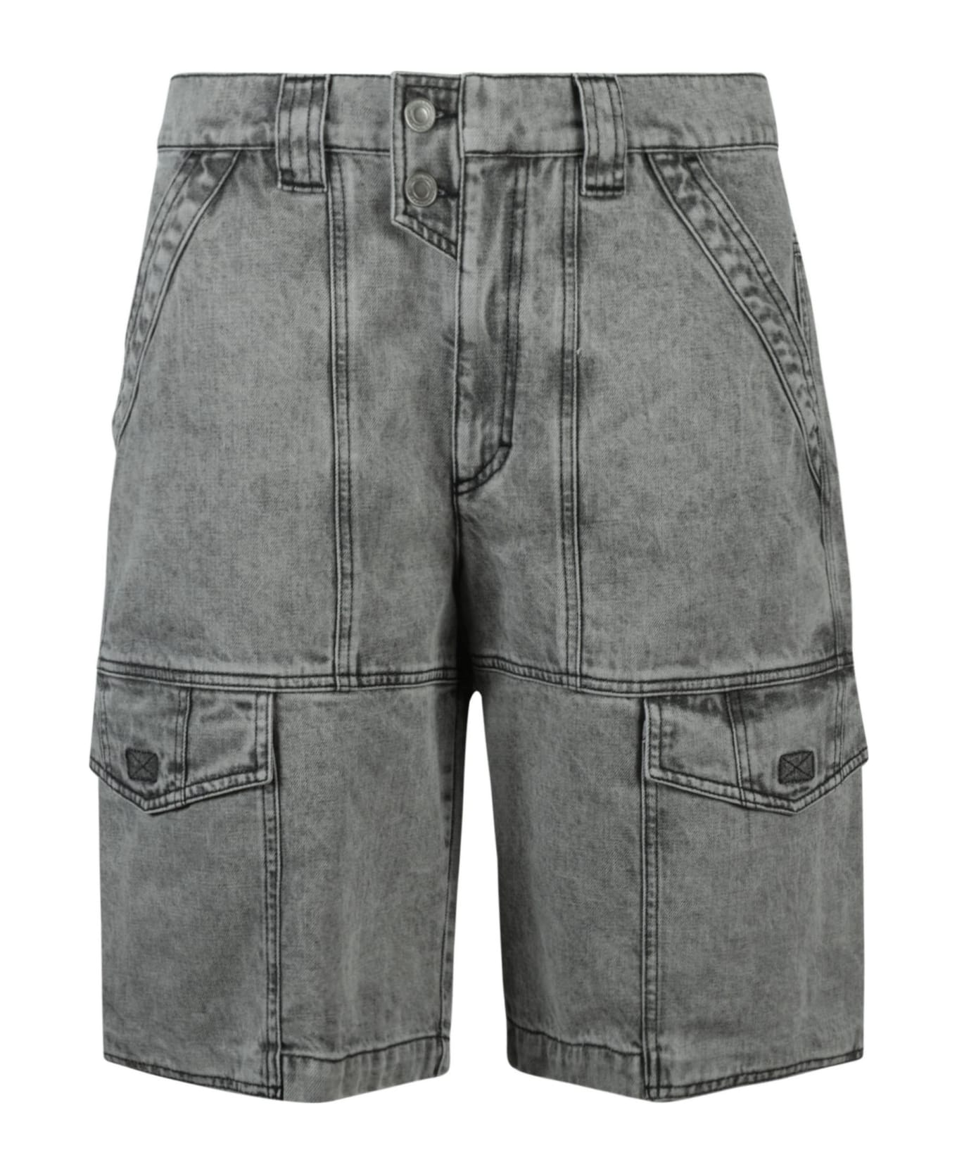 Isabel Marant Stonewashed Denim Shorts - Grey