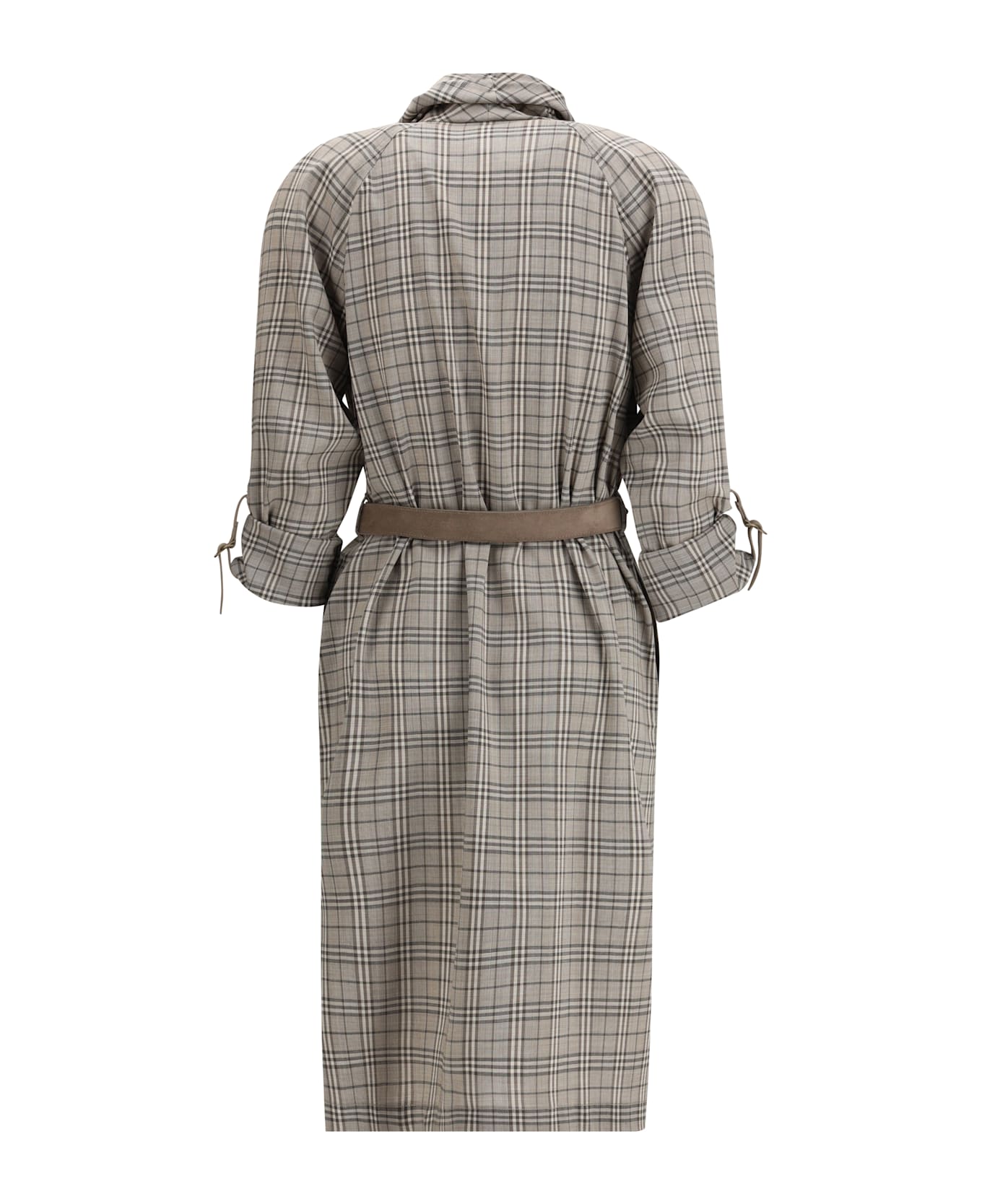 Burberry Wool Check Dress With A Shawl Collar