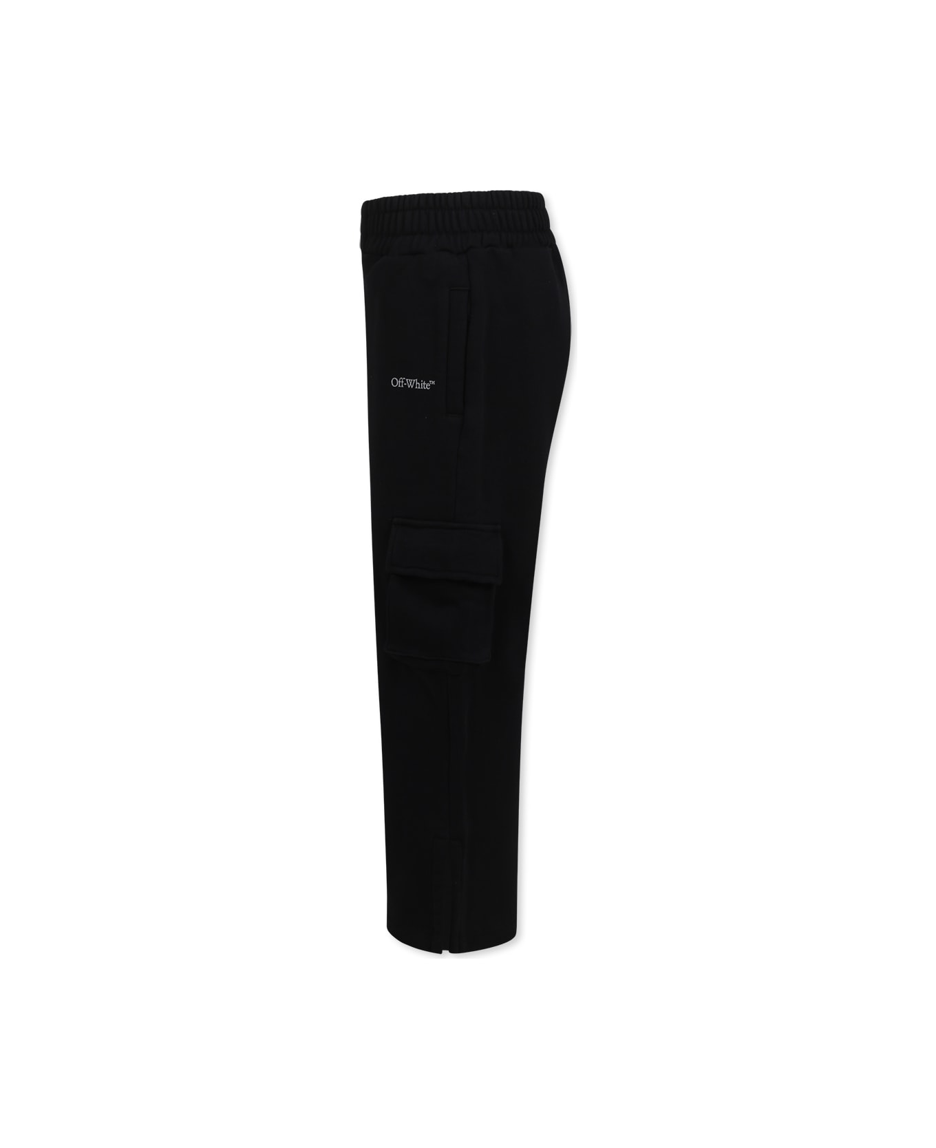 Off-White Black Trousers For Girl With Logo - Black