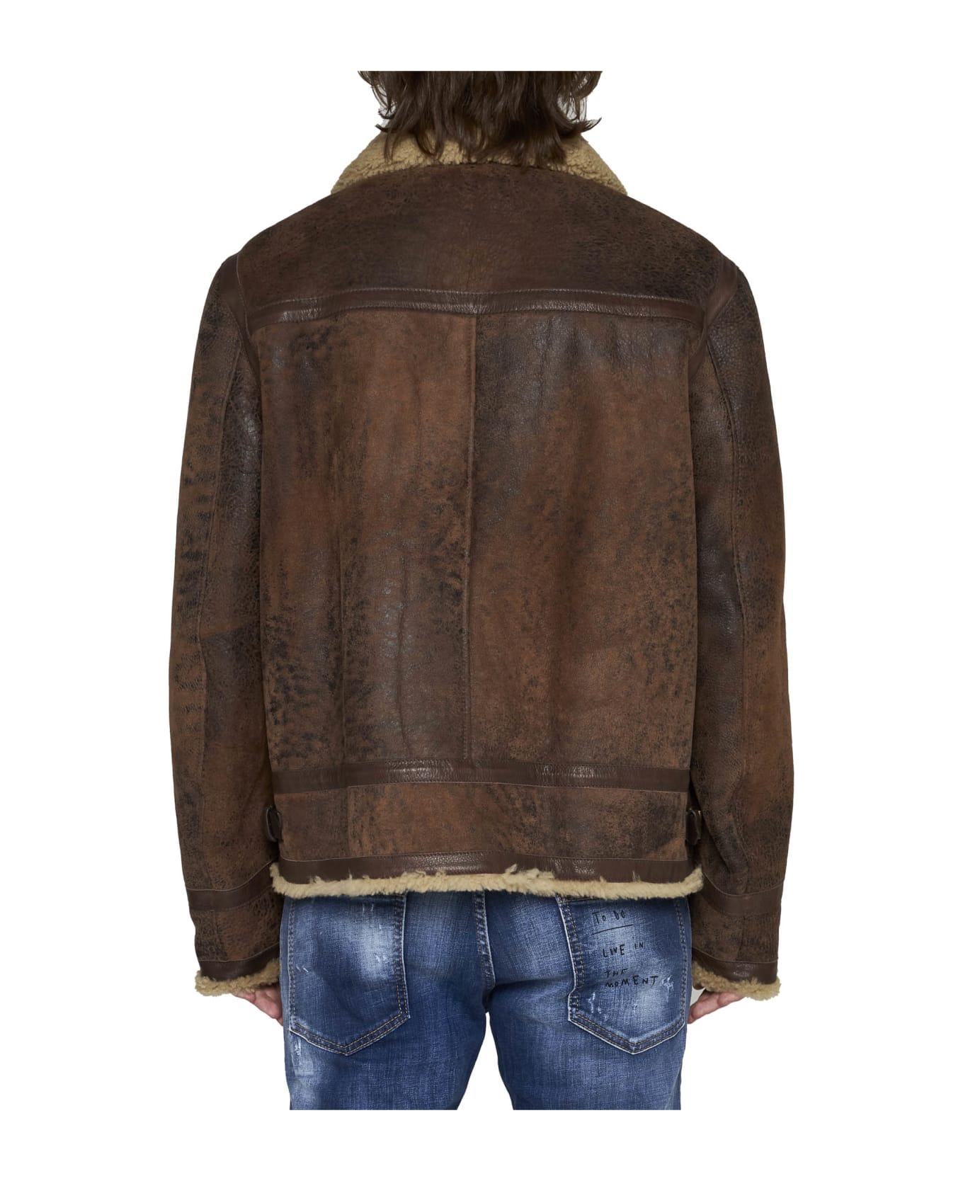 Dsquared2 Shearling Jacket - Brown stone