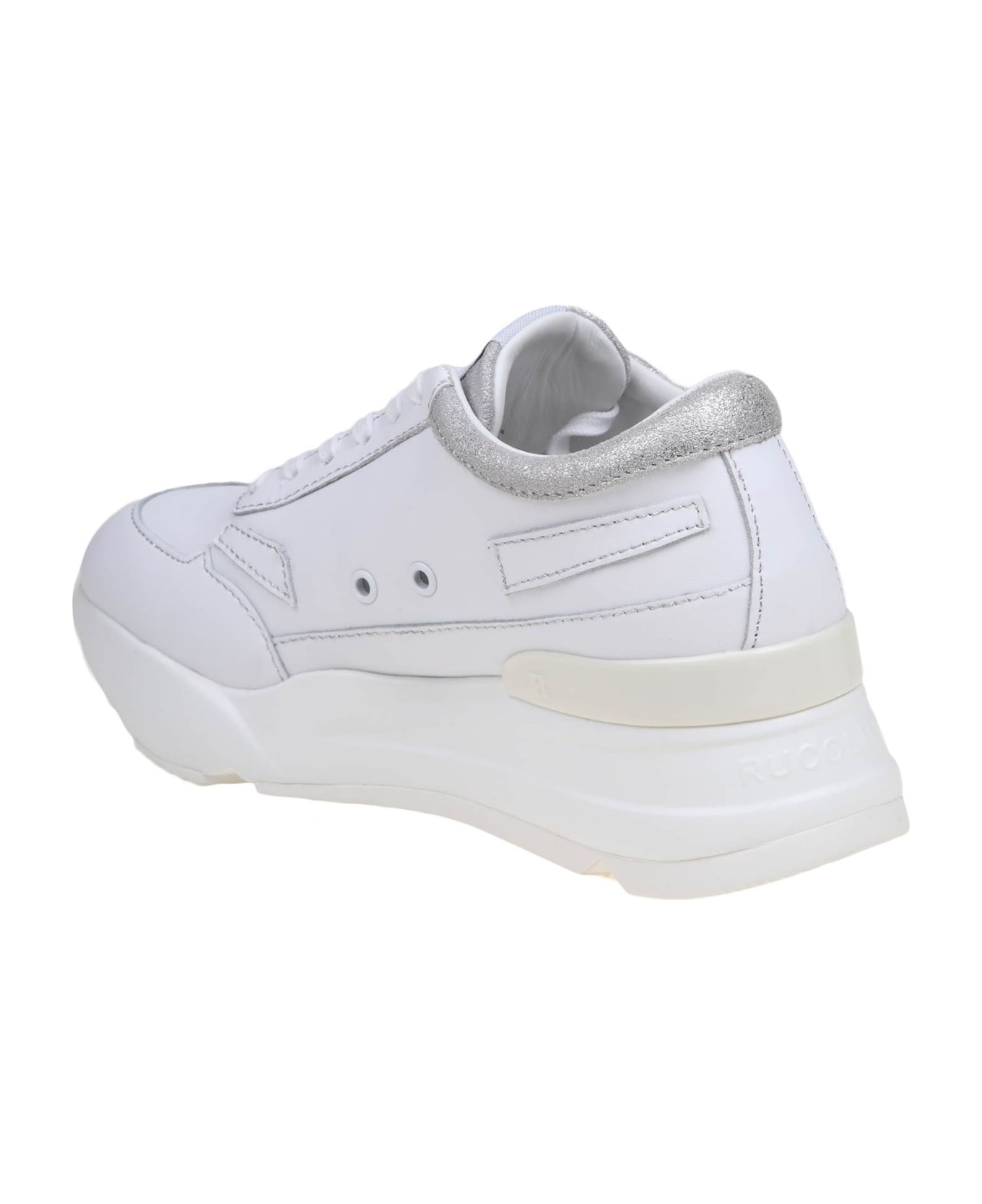 Ruco Line White Leather Sneakers - WHITE