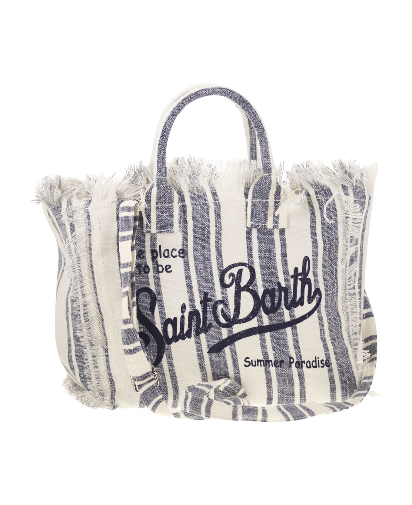 MC2 Saint Barth Colette - Linen Handbag - White/blue