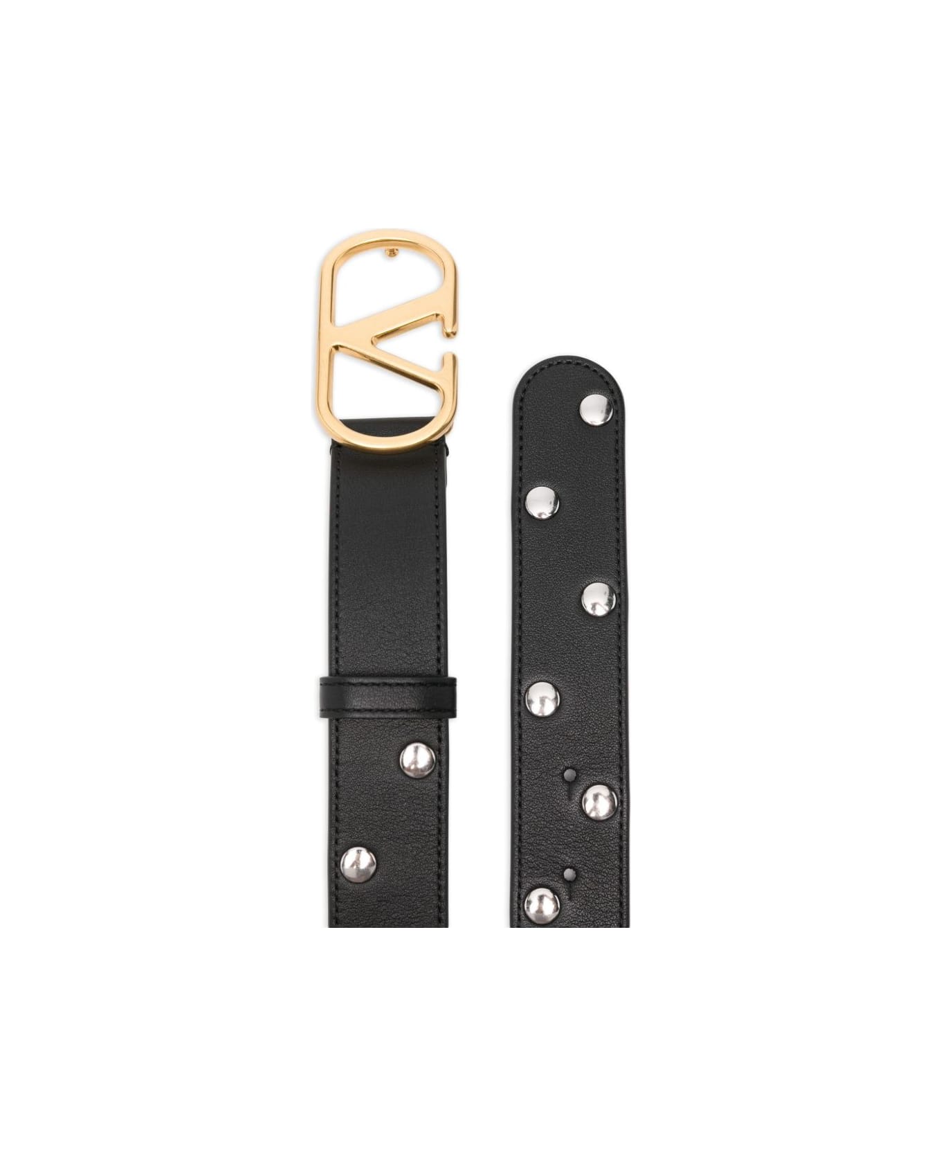 Valentino Garavani Vlogo Leather Belt - Black