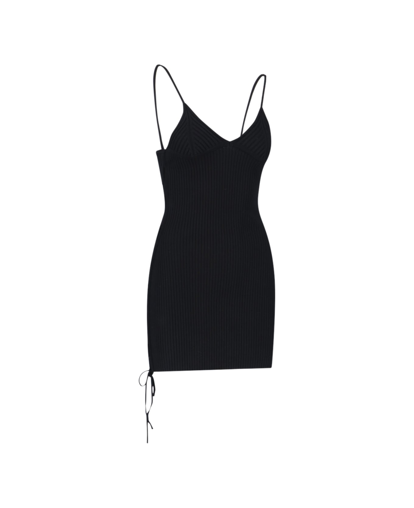 Off-White Ribbed Minidress - Black