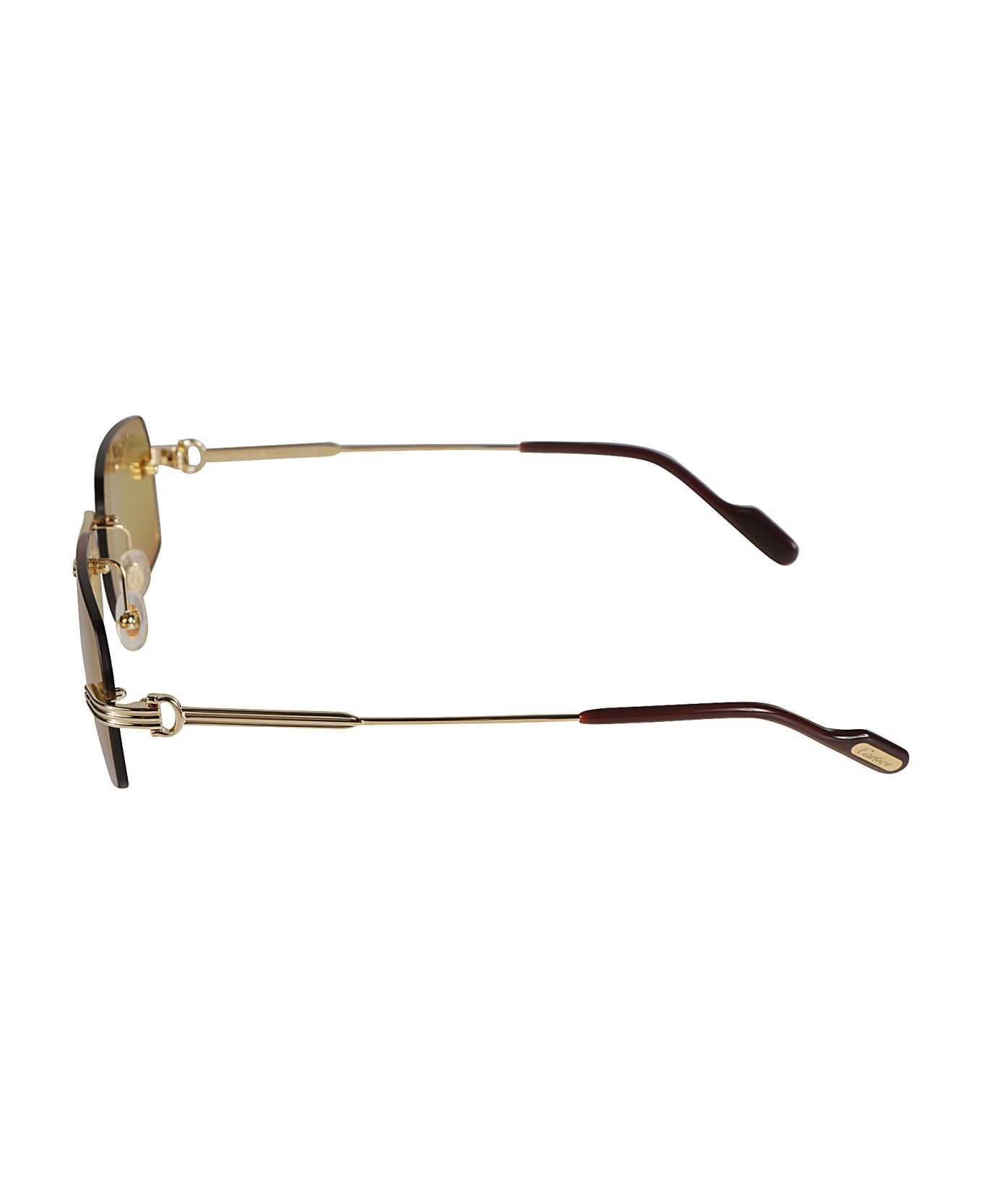 Cartier Eyewear Straight Bridge Rimless Sunglasses - Gold/Orange サングラス