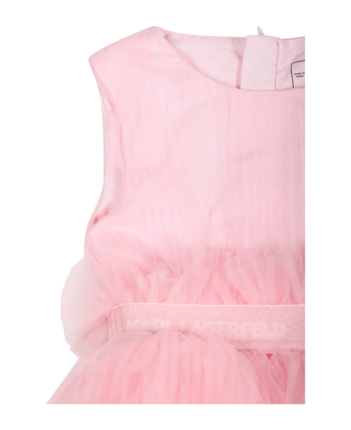 Karl Lagerfeld Kids Pink Dress For Baby Girl With Logo - Pink