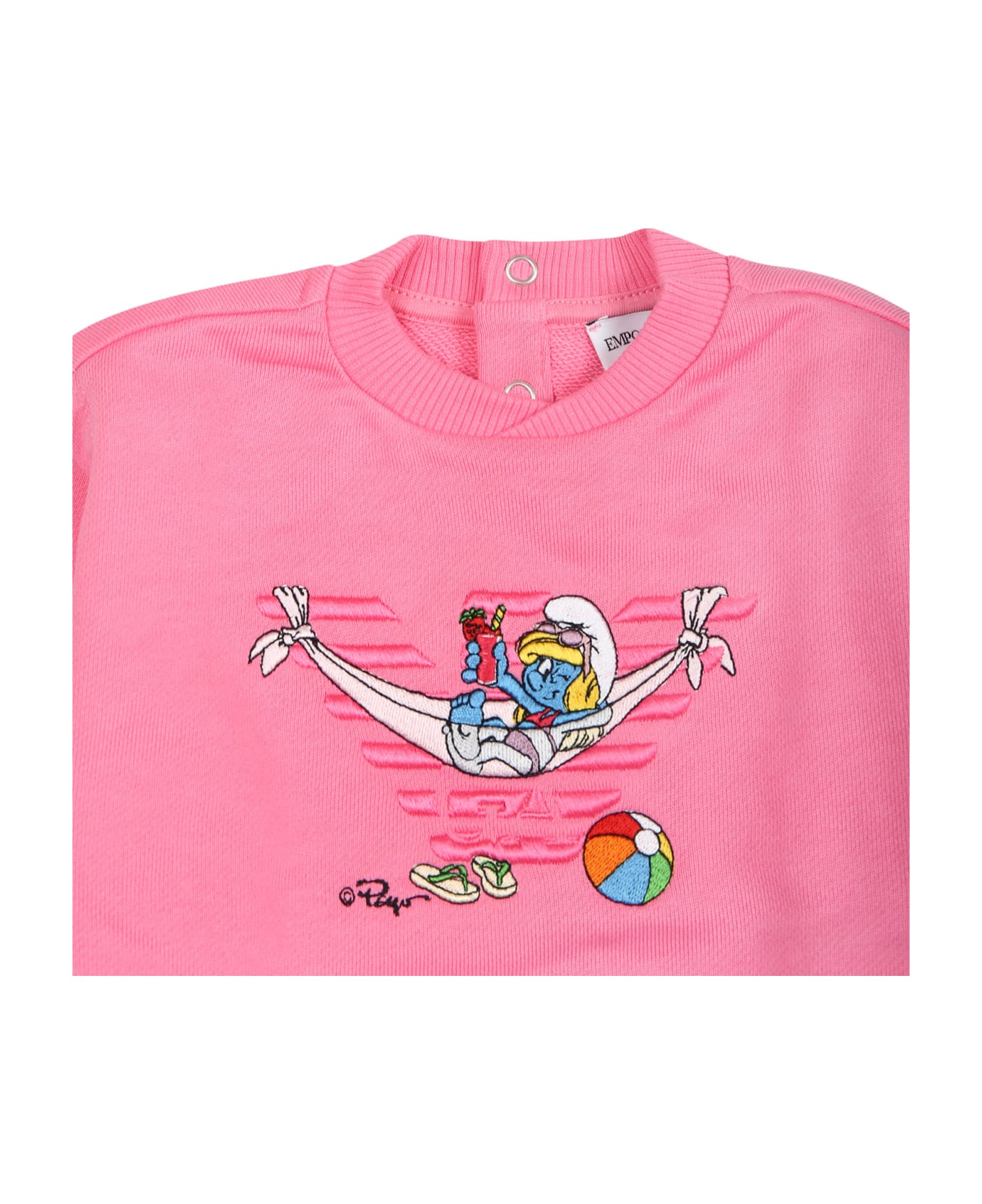 Emporio Armani Pink Sweatshirt For Baby Girl With The Smurfs - Pink ニットウェア＆スウェットシャツ