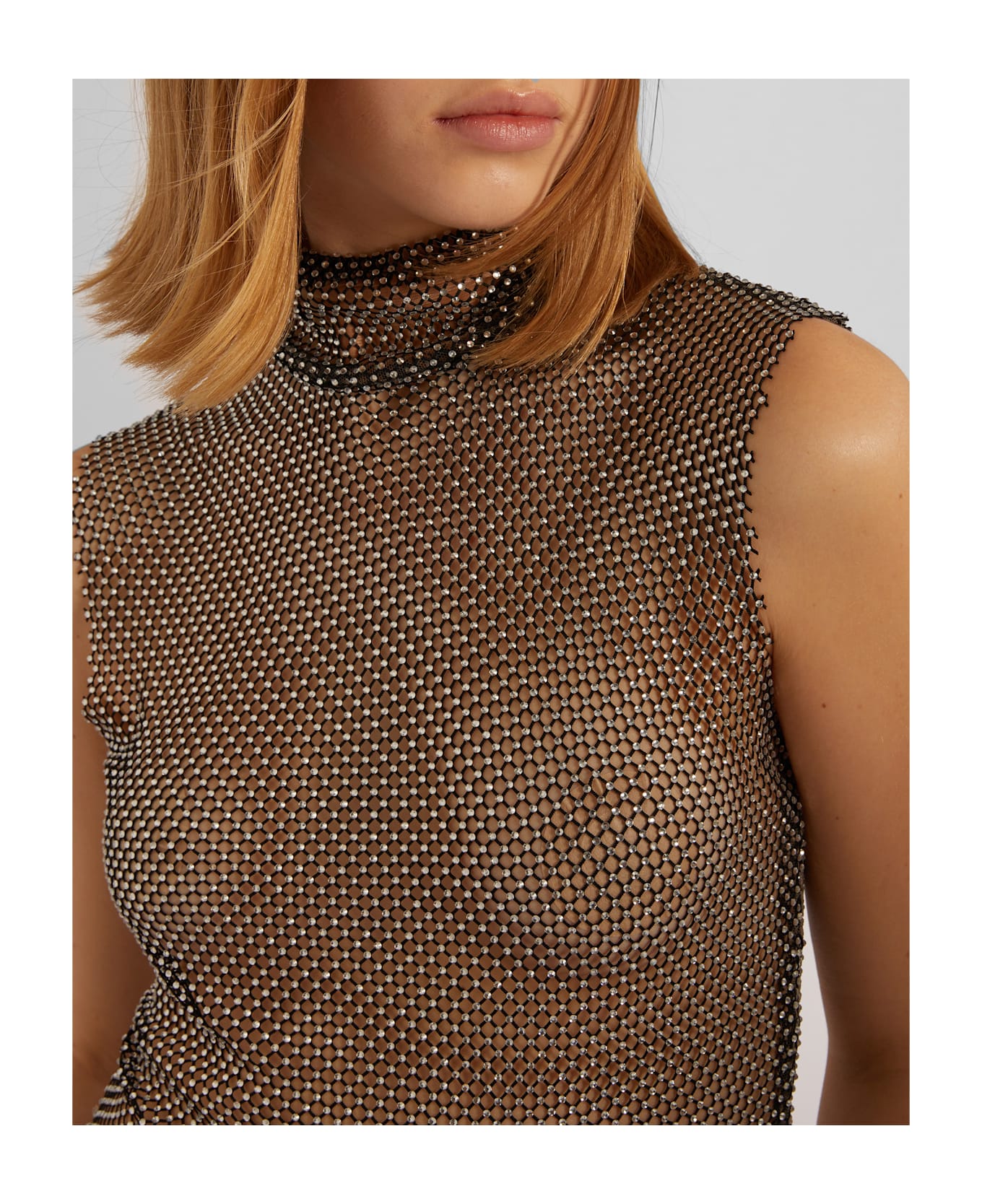 Genny Mesh Sleeveless Top - Black