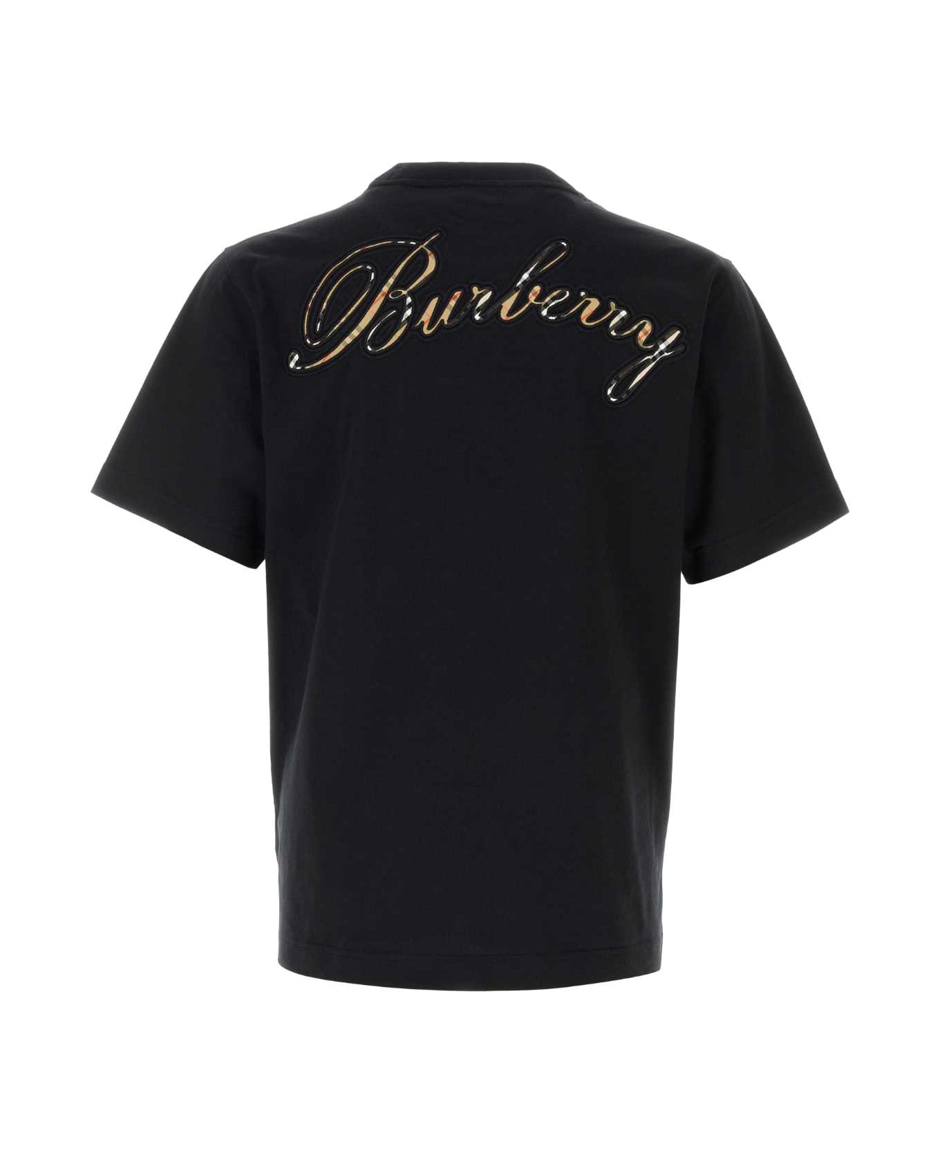 Burberry Black Cotton T-shirt - BLACK