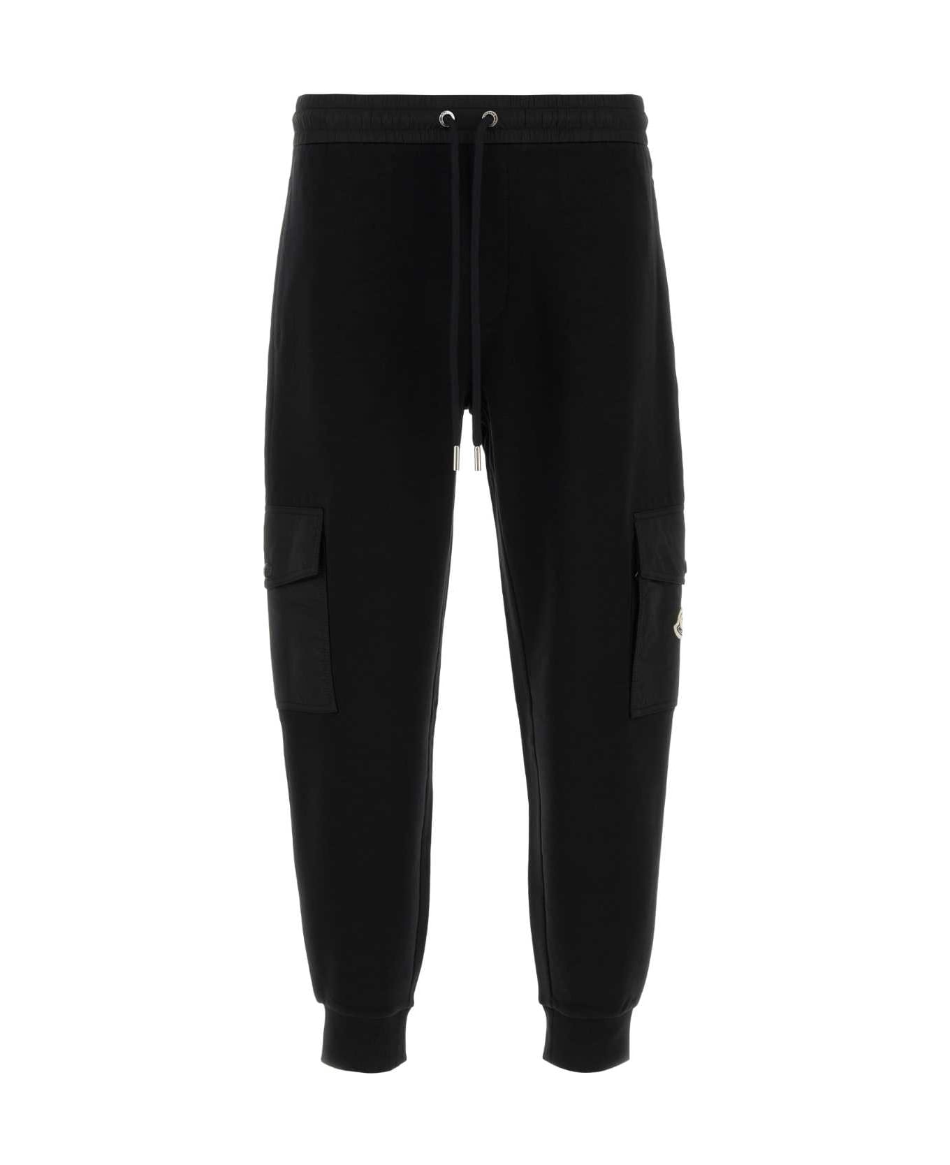 Moncler Black Cotton Blend Joggers - Black